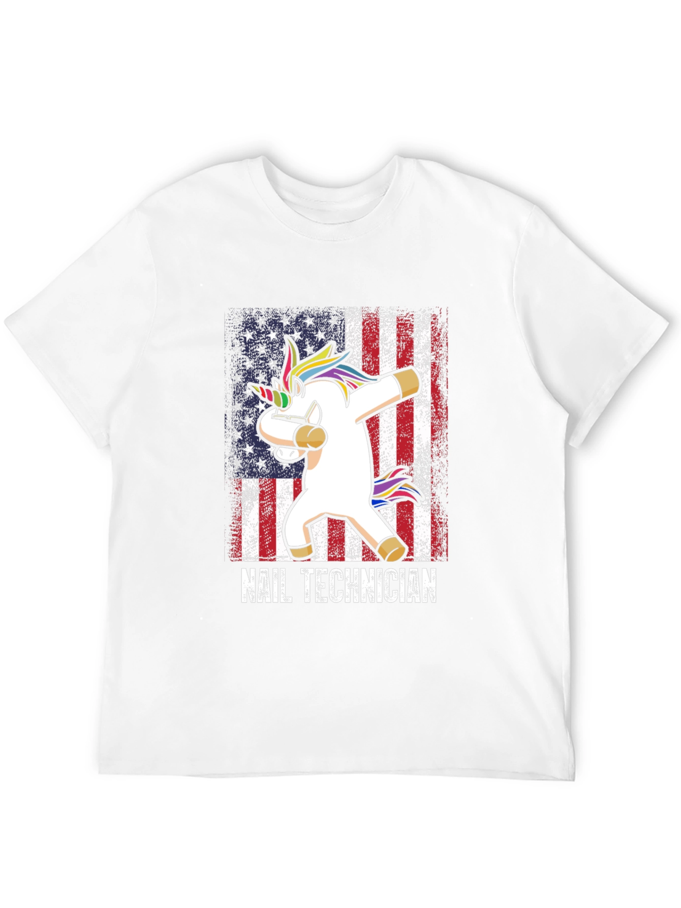 Unicorn Nail Technician American Flag T-Shirt