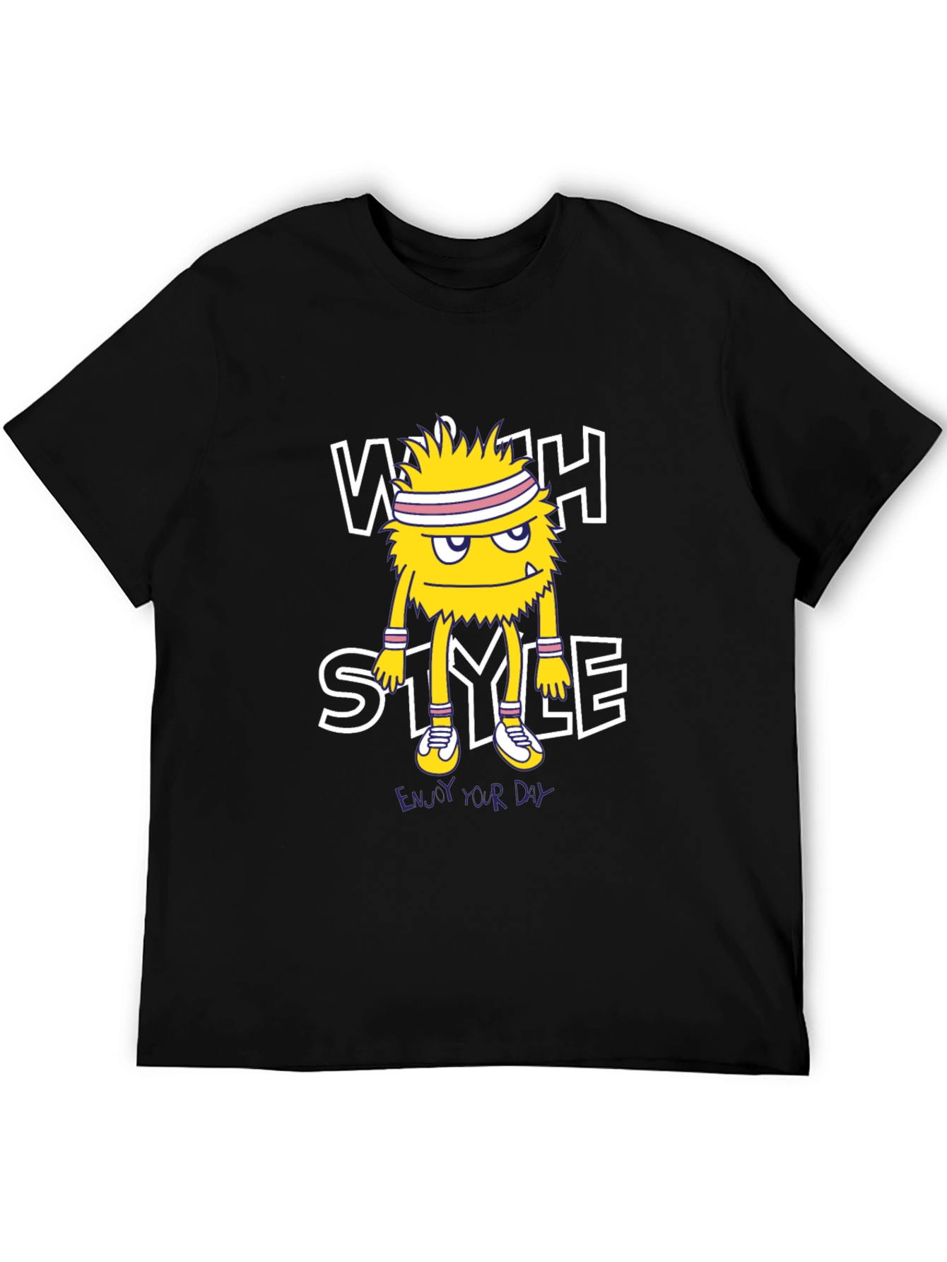 Stylish Monster Graphic Black T-Shirt