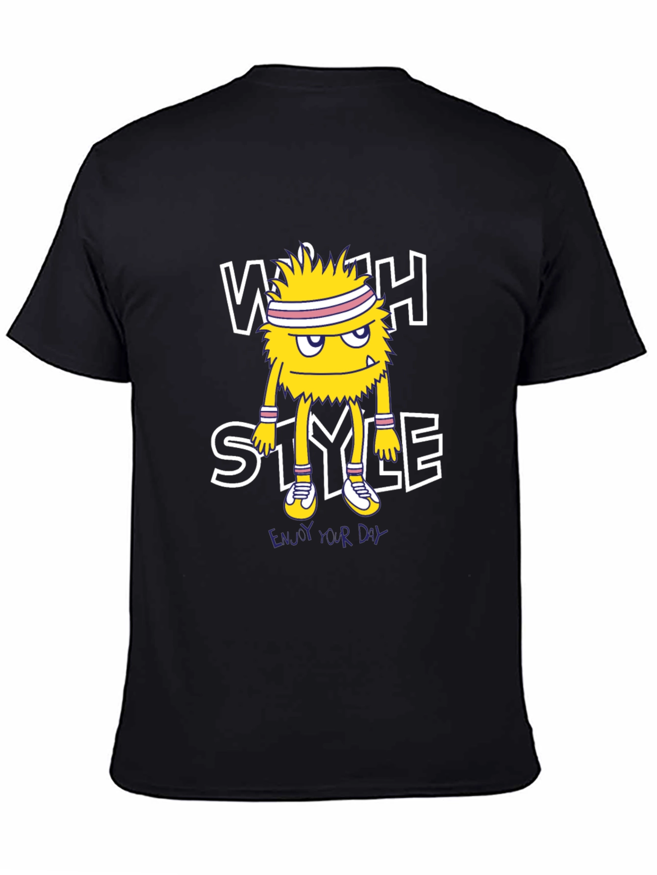 Stylish Monster Graphic Black T-Shirt