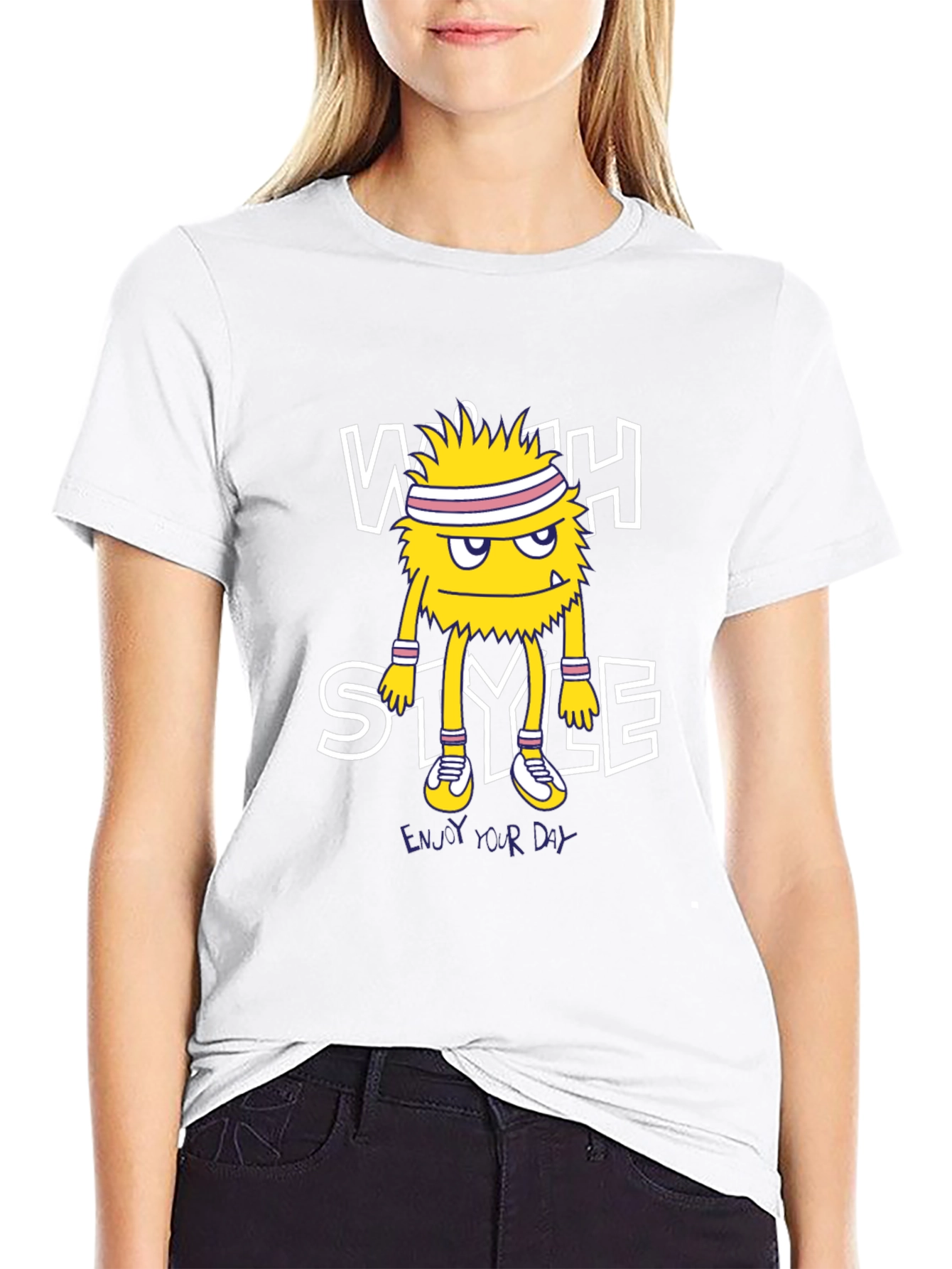 Stylish Monster Graphic Black T-Shirt