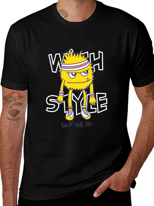 Stylish Monster Graphic Black T-Shirt