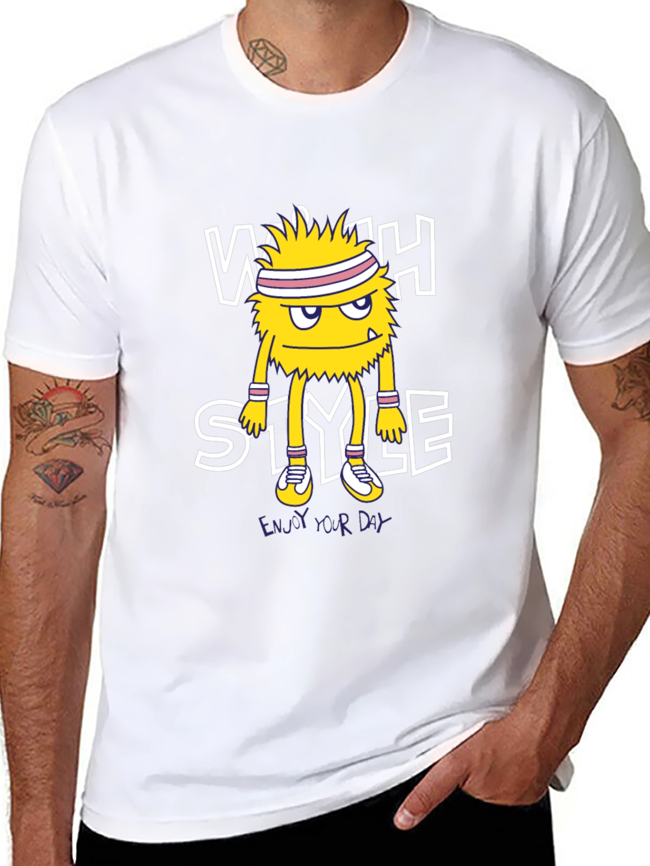 Stylish Monster Graphic Black T-Shirt