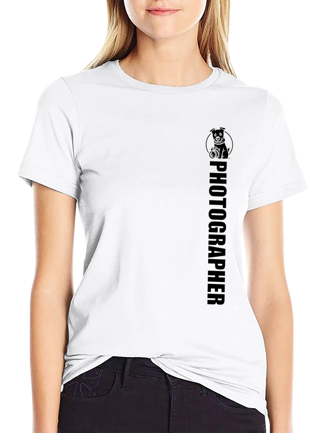 Photographer Dog Graphic Tee - Black Unisex T-Shirt