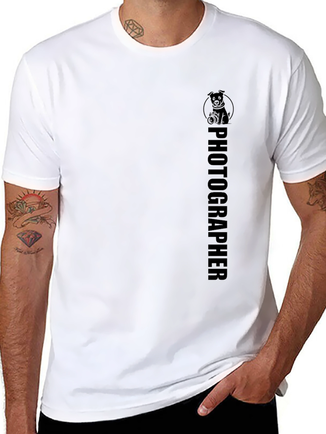 Photographer Dog Graphic Tee - Black Unisex T-Shirt