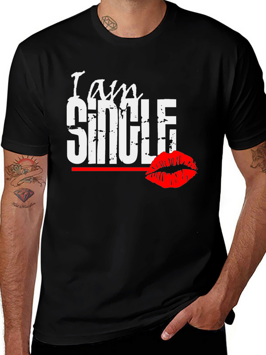 I am Single Kiss Black T-Shirt