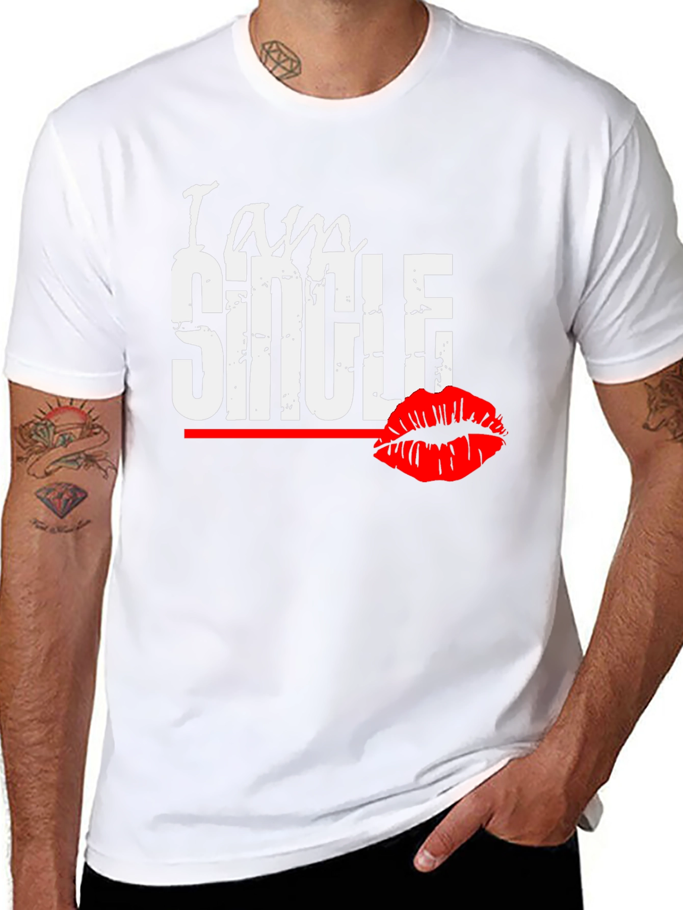 I am Single Kiss Black T-Shirt