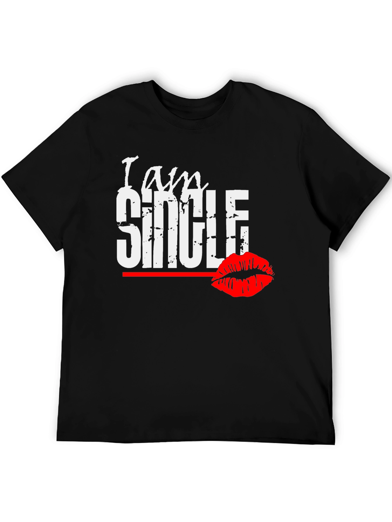 I am Single Kiss Black T-Shirt