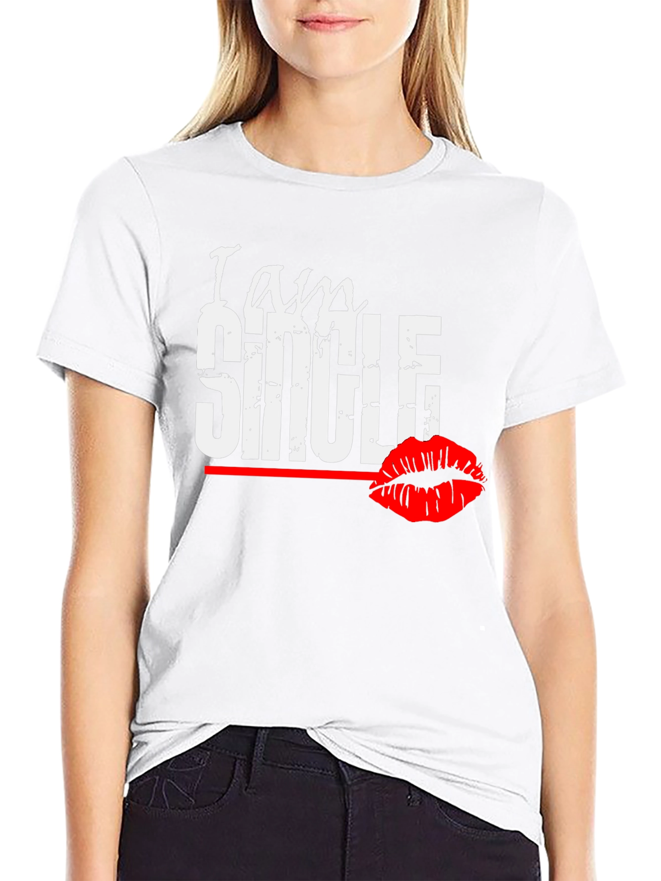 I am Single Kiss Black T-Shirt