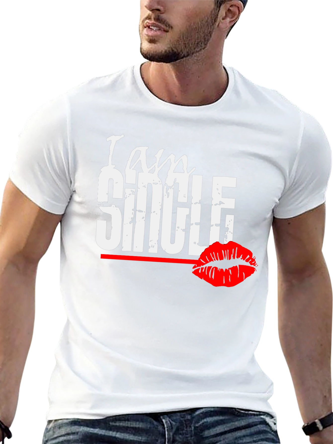 I am Single Kiss Black T-Shirt