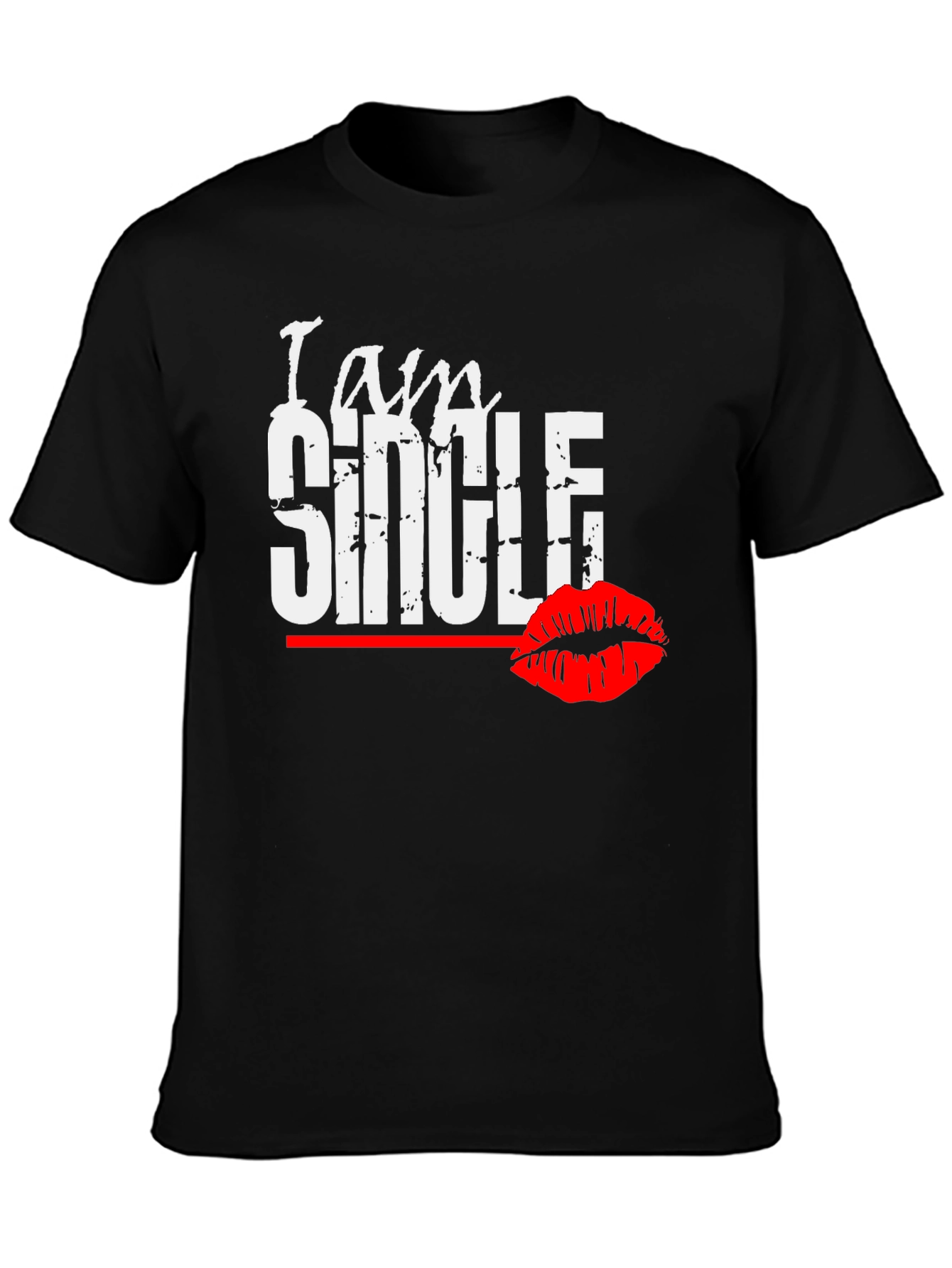 I am Single Kiss Black T-Shirt