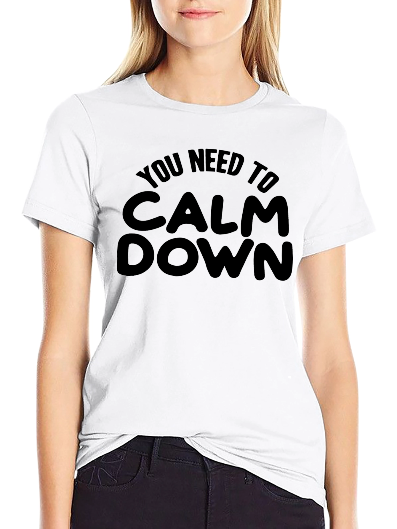 Calm Down Graphic T-Shirt - Relaxed Fit Black Tee