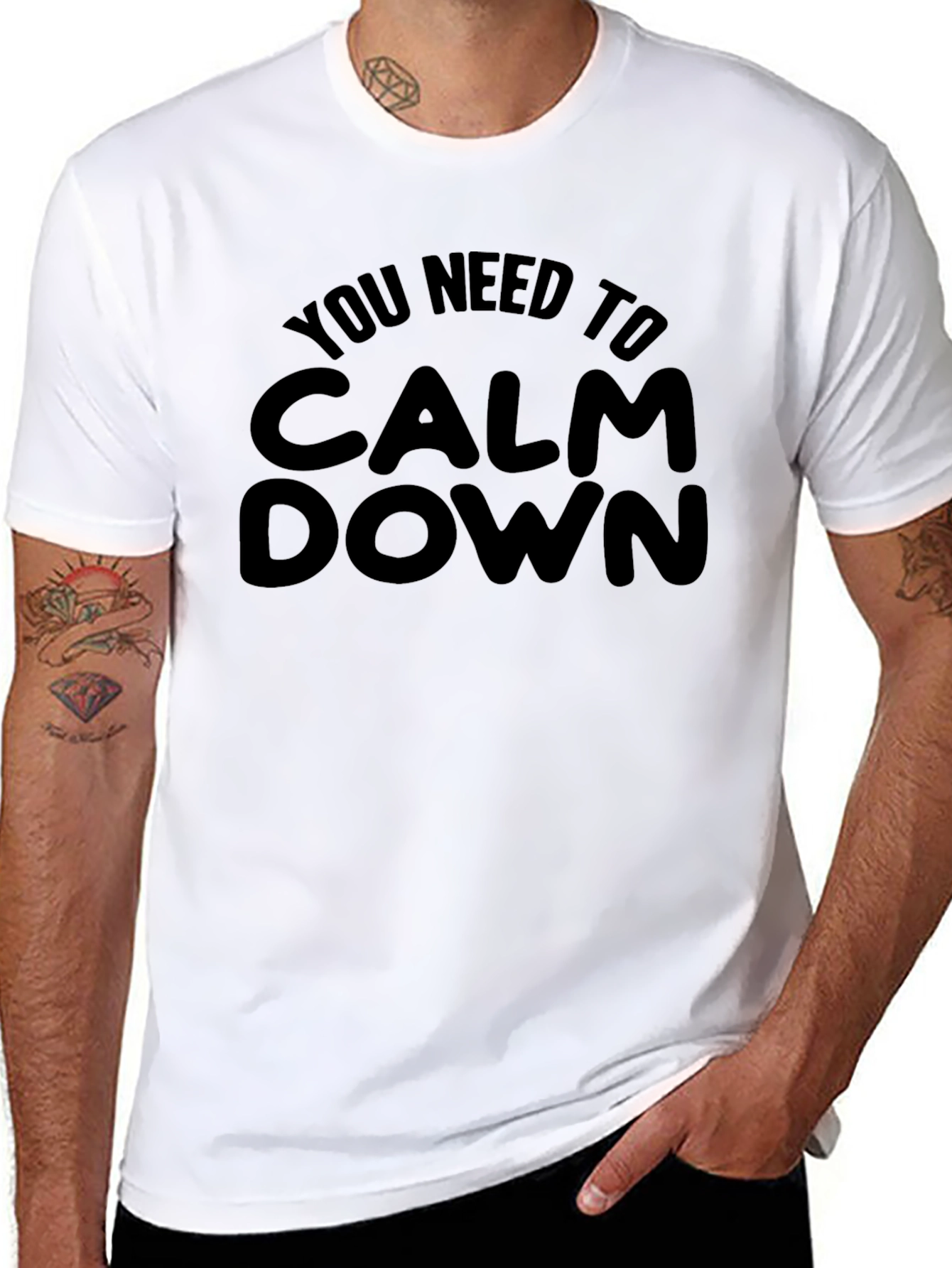 Calm Down Graphic T-Shirt - Relaxed Fit Black Tee