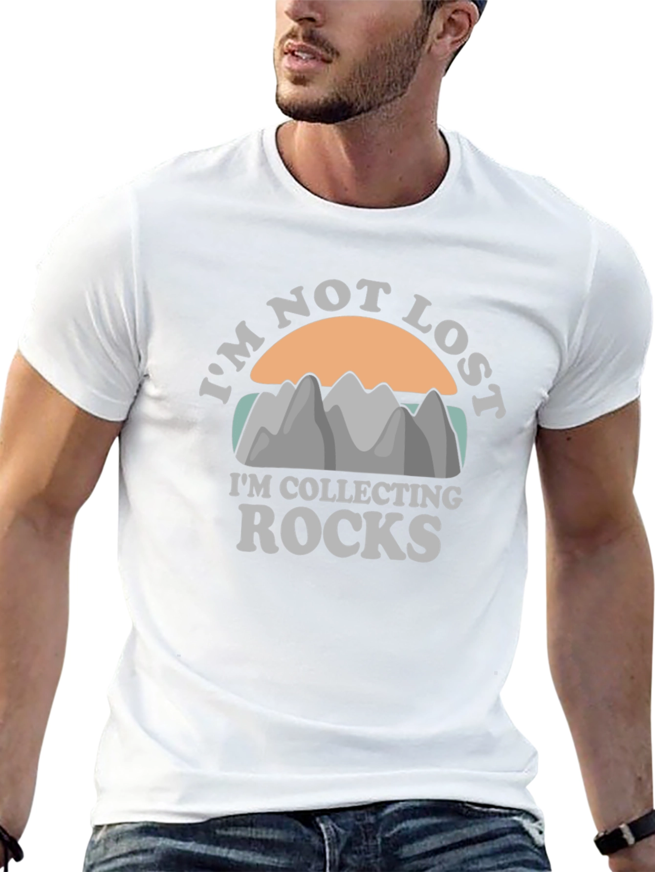 Im Not Lost Collecting Rocks Mens Black T-Shirt