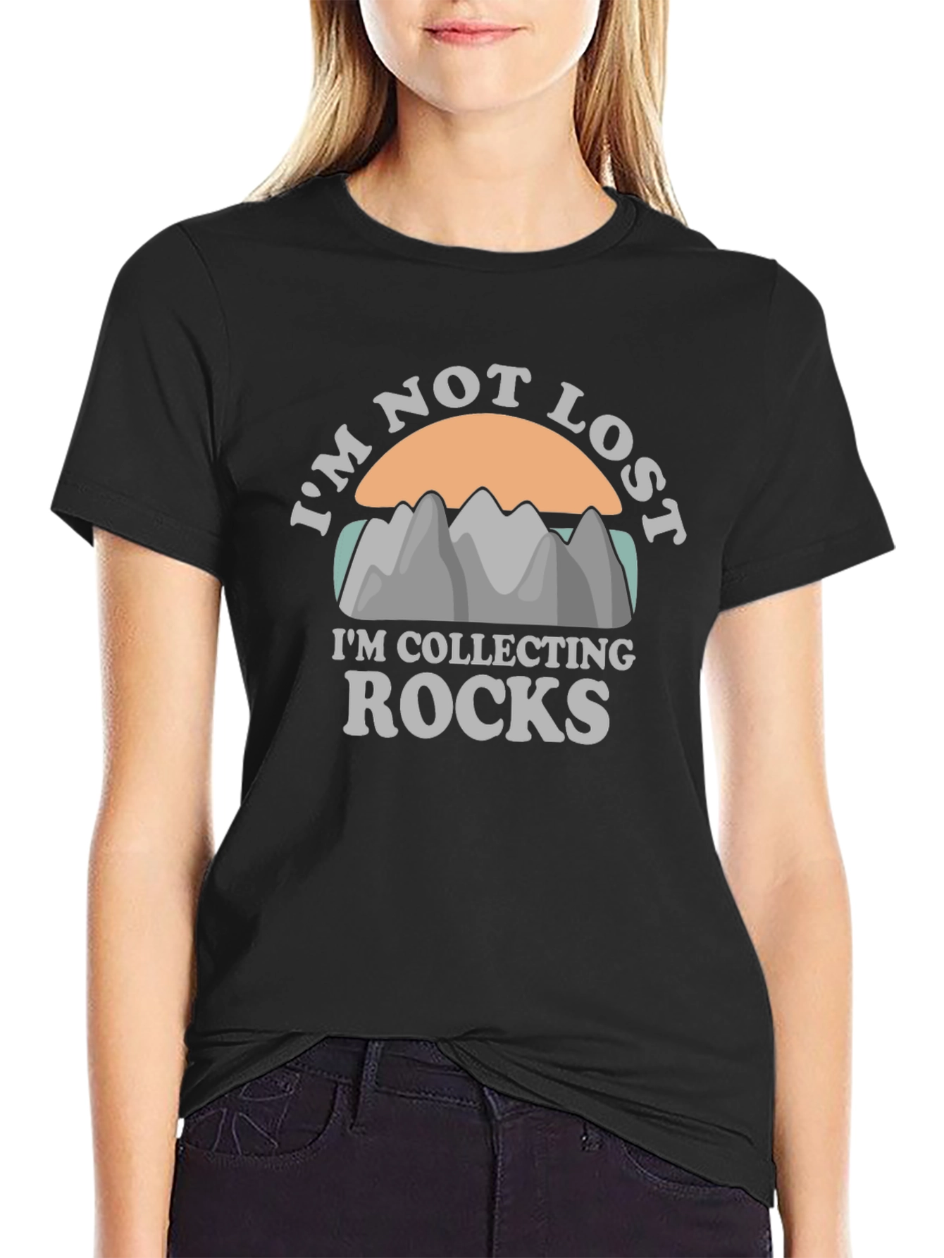 Im Not Lost Collecting Rocks Mens Black T-Shirt