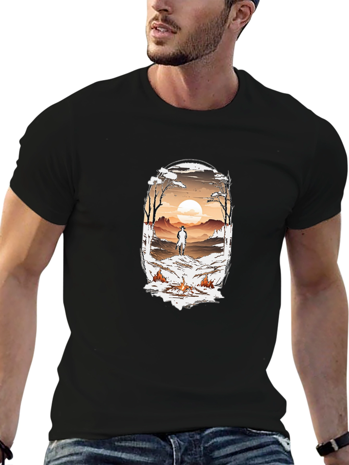 Western Graphic Tee - Cowboy Sunset T-Shirt