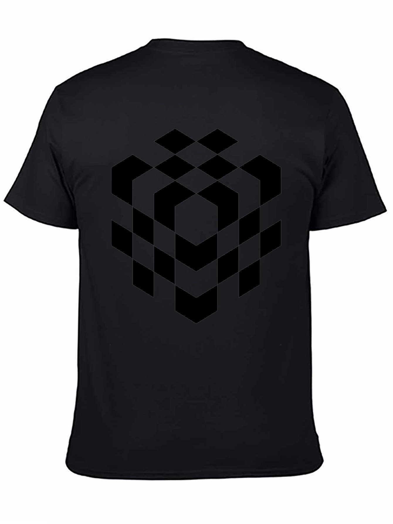Abstract Geometric Cube Black T-Shirt