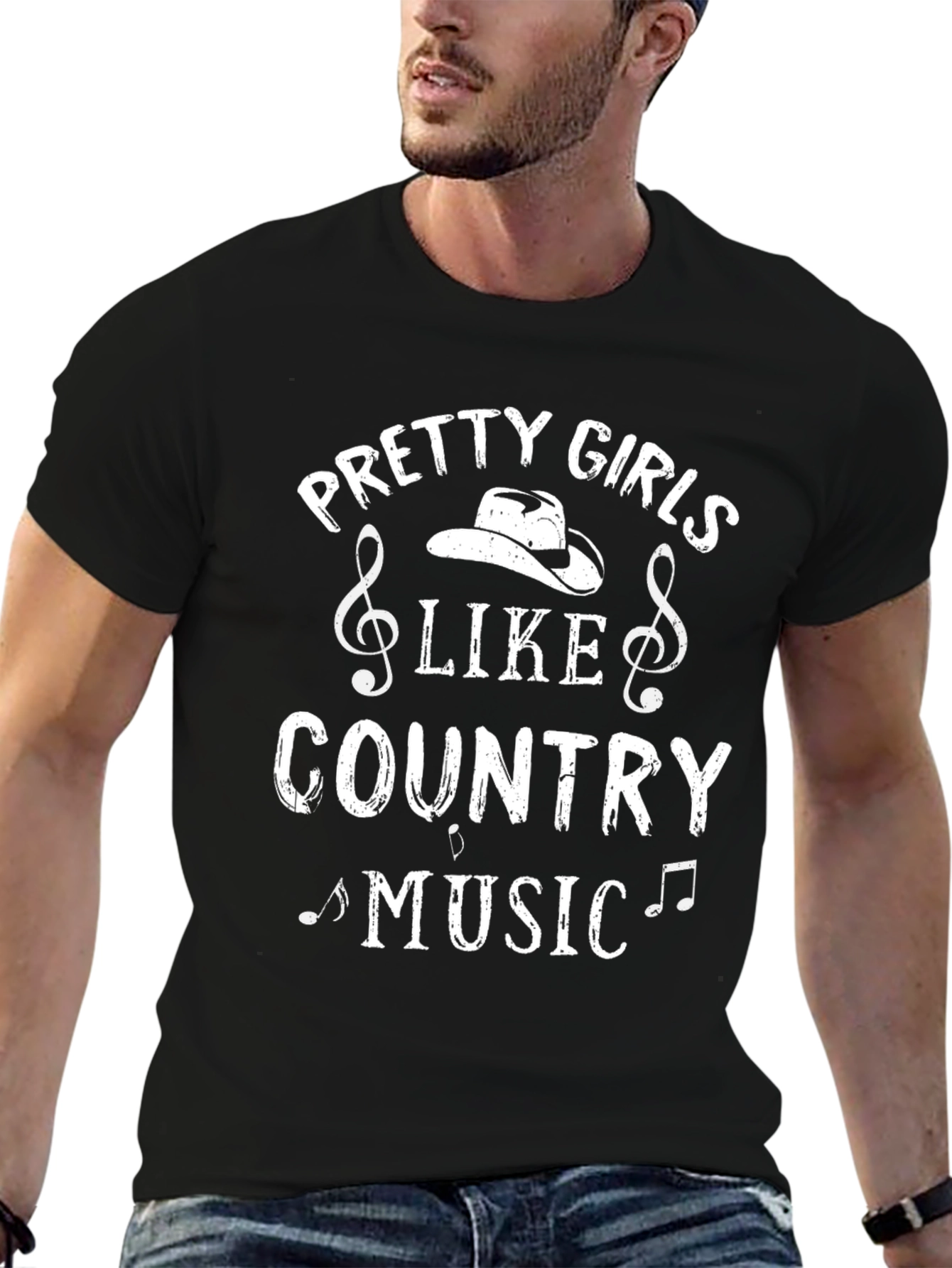 Pretty Girls Like Country Music Black Graphic Tee