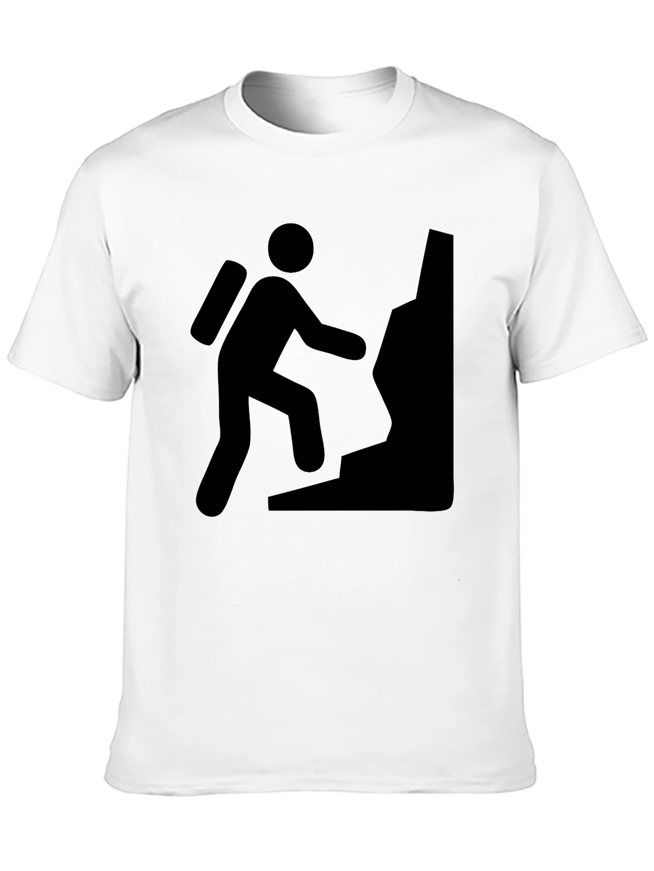 Climbing Man Graphic Tee - Black Cotton Casual T-Shirt