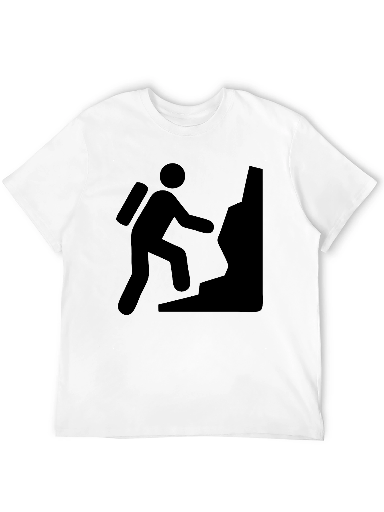 Climbing Man Graphic Tee - Black Cotton Casual T-Shirt