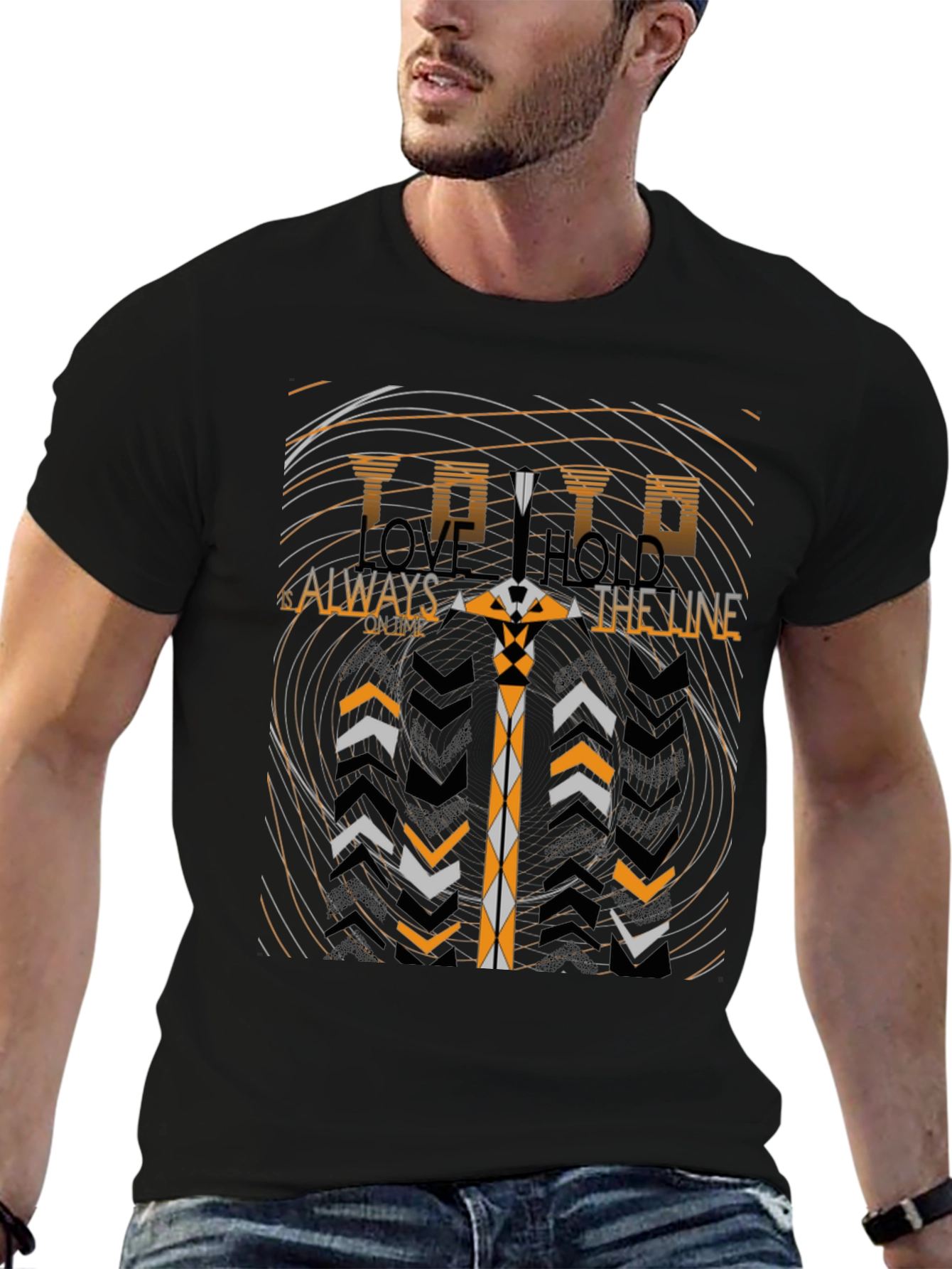 Abstract Graphic Print Tee - Black