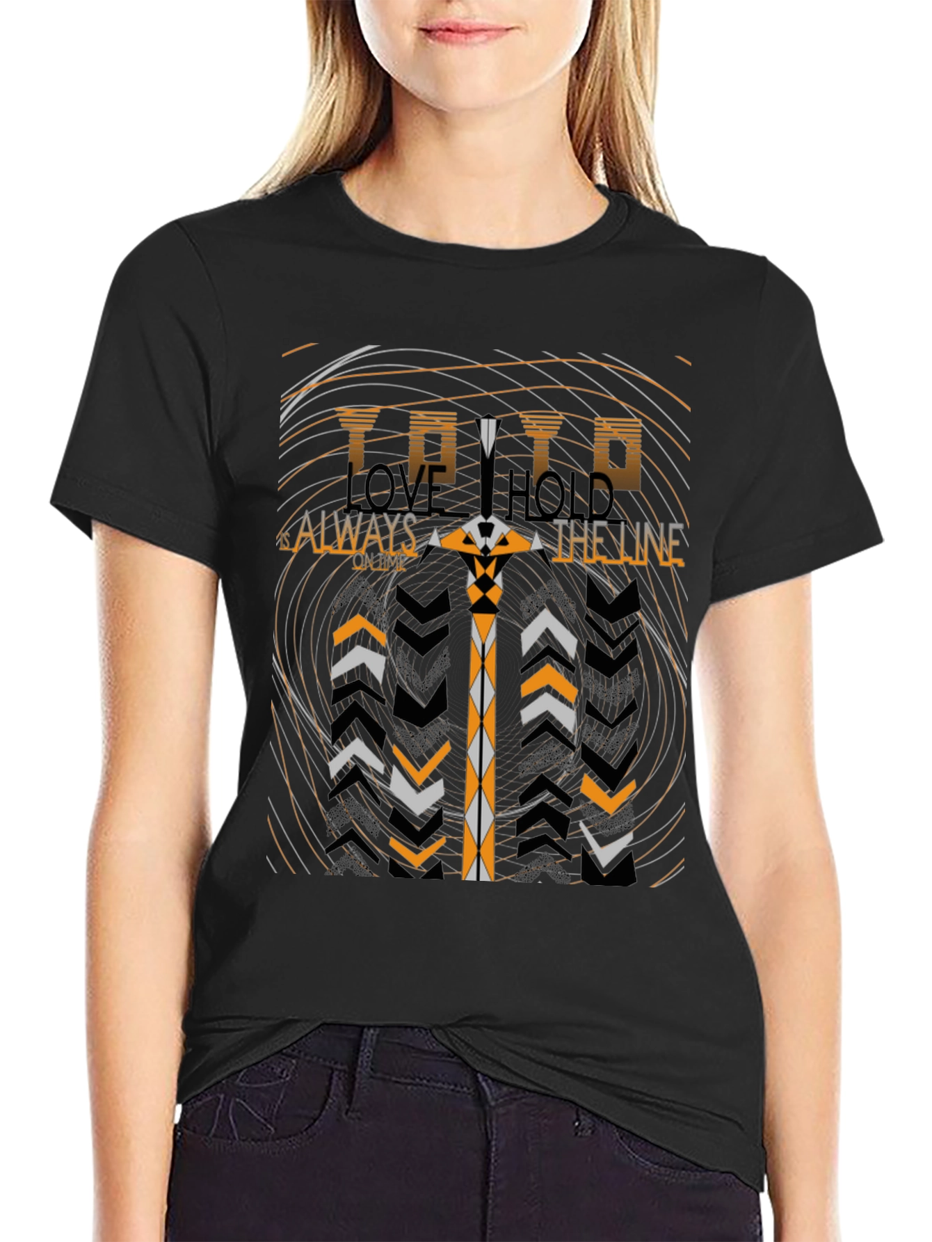 Abstract Graphic Print Tee - Black