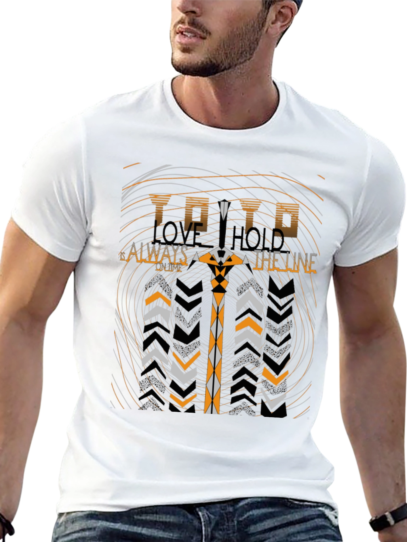 Abstract Graphic Print Tee - Black