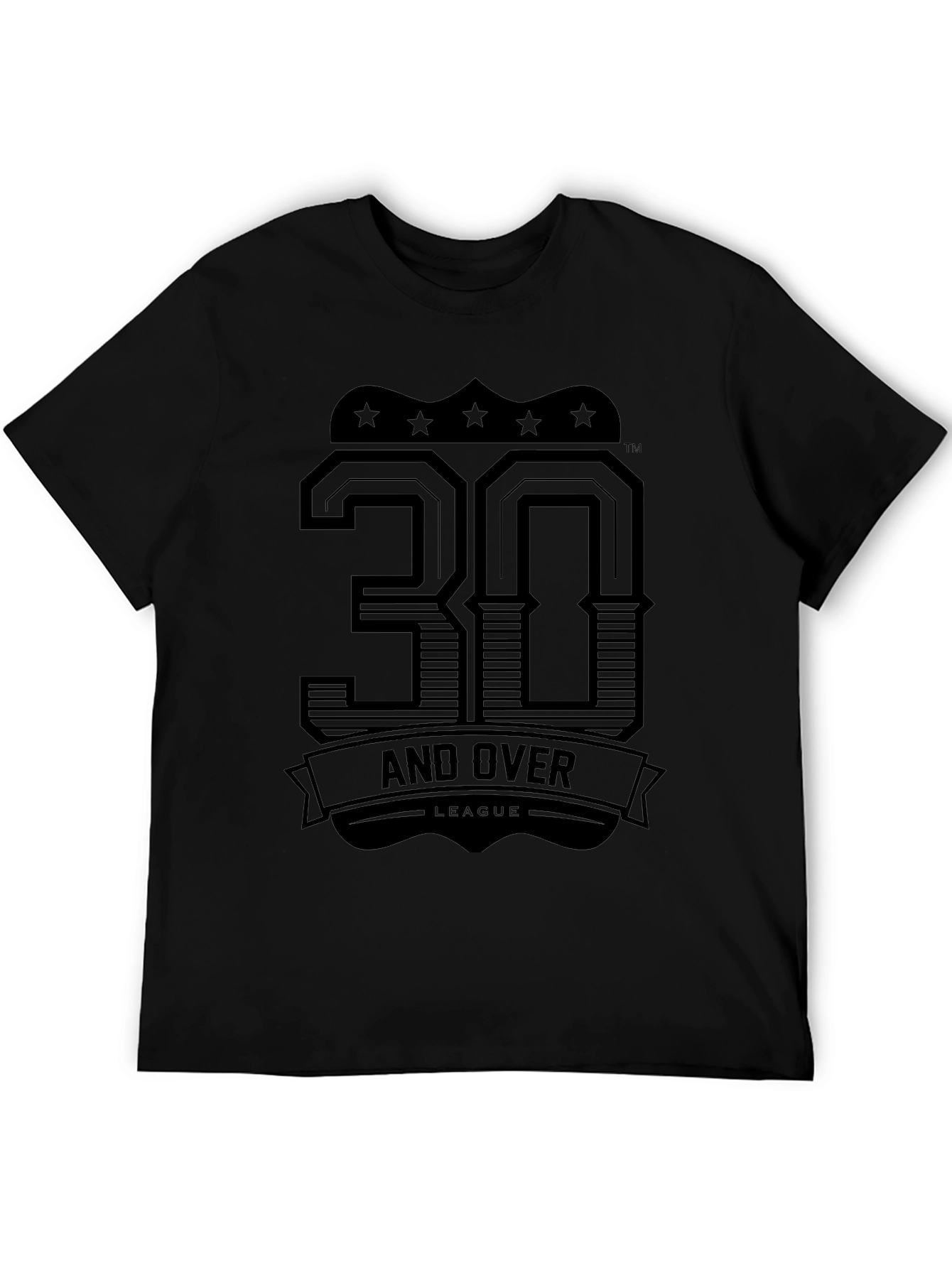 30 and Over League Black Graphic Tee