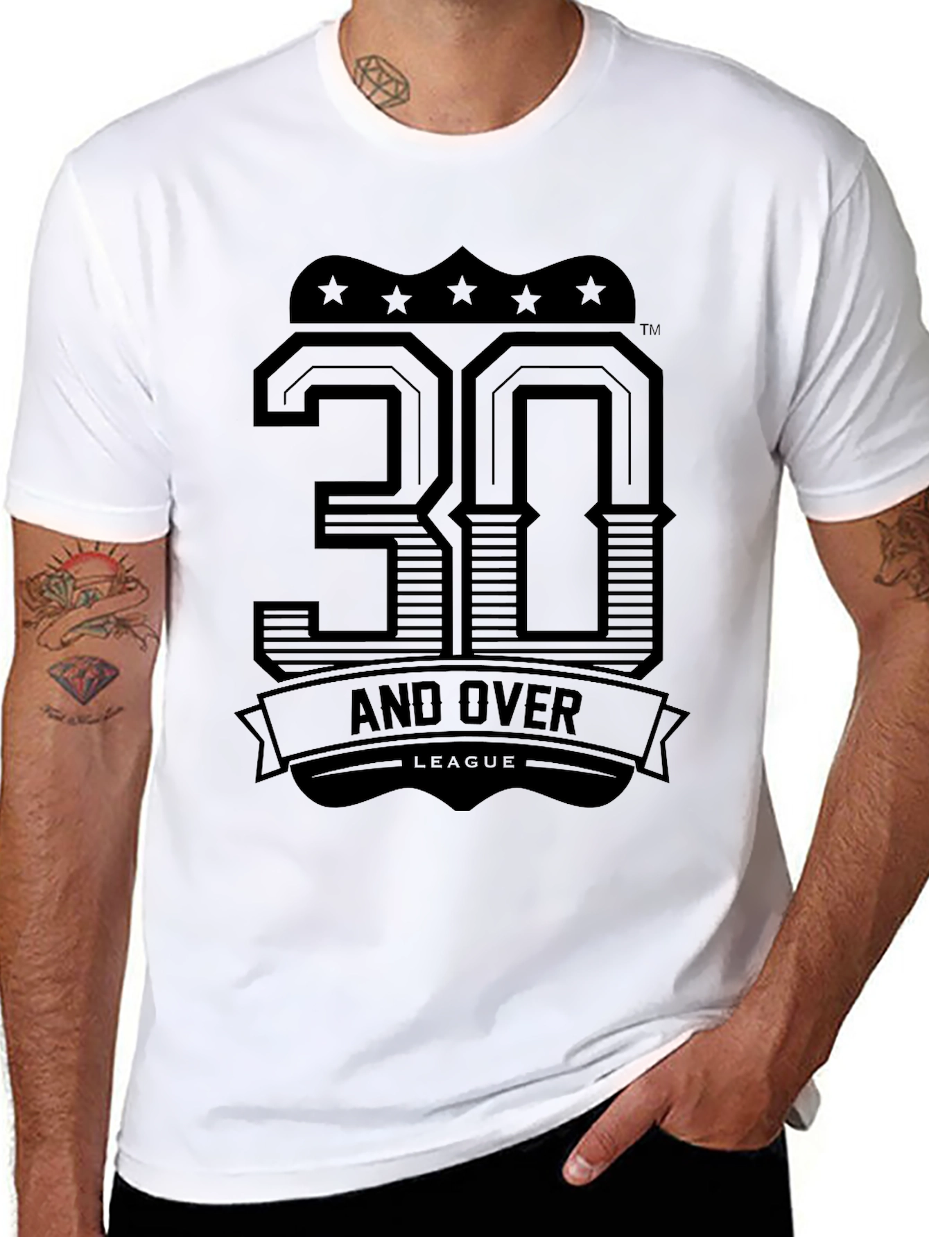 30 and Over League Black Graphic Tee