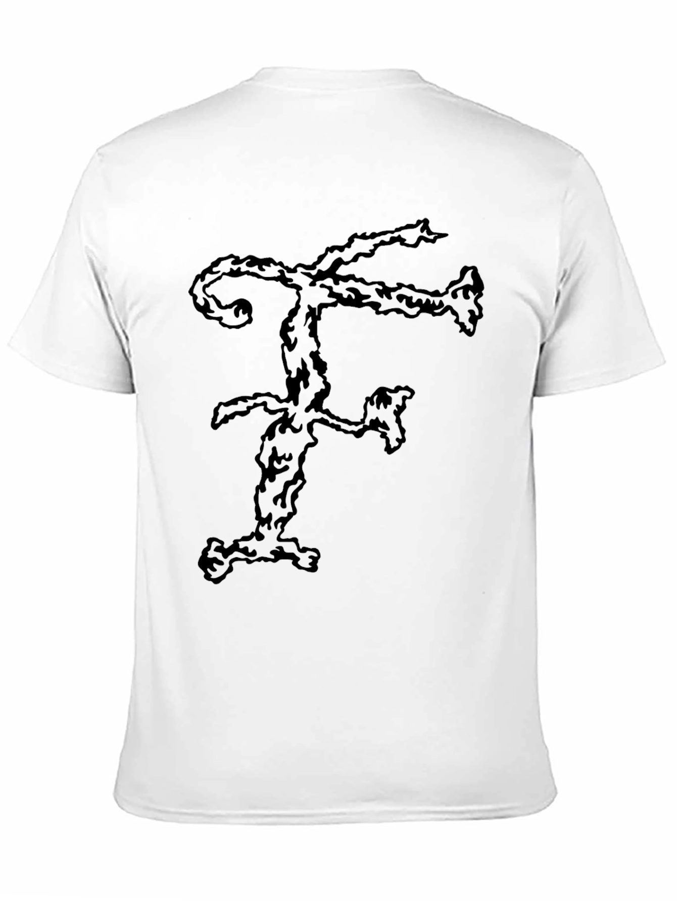 Abstract F Letter Graphic Black T-Shirt