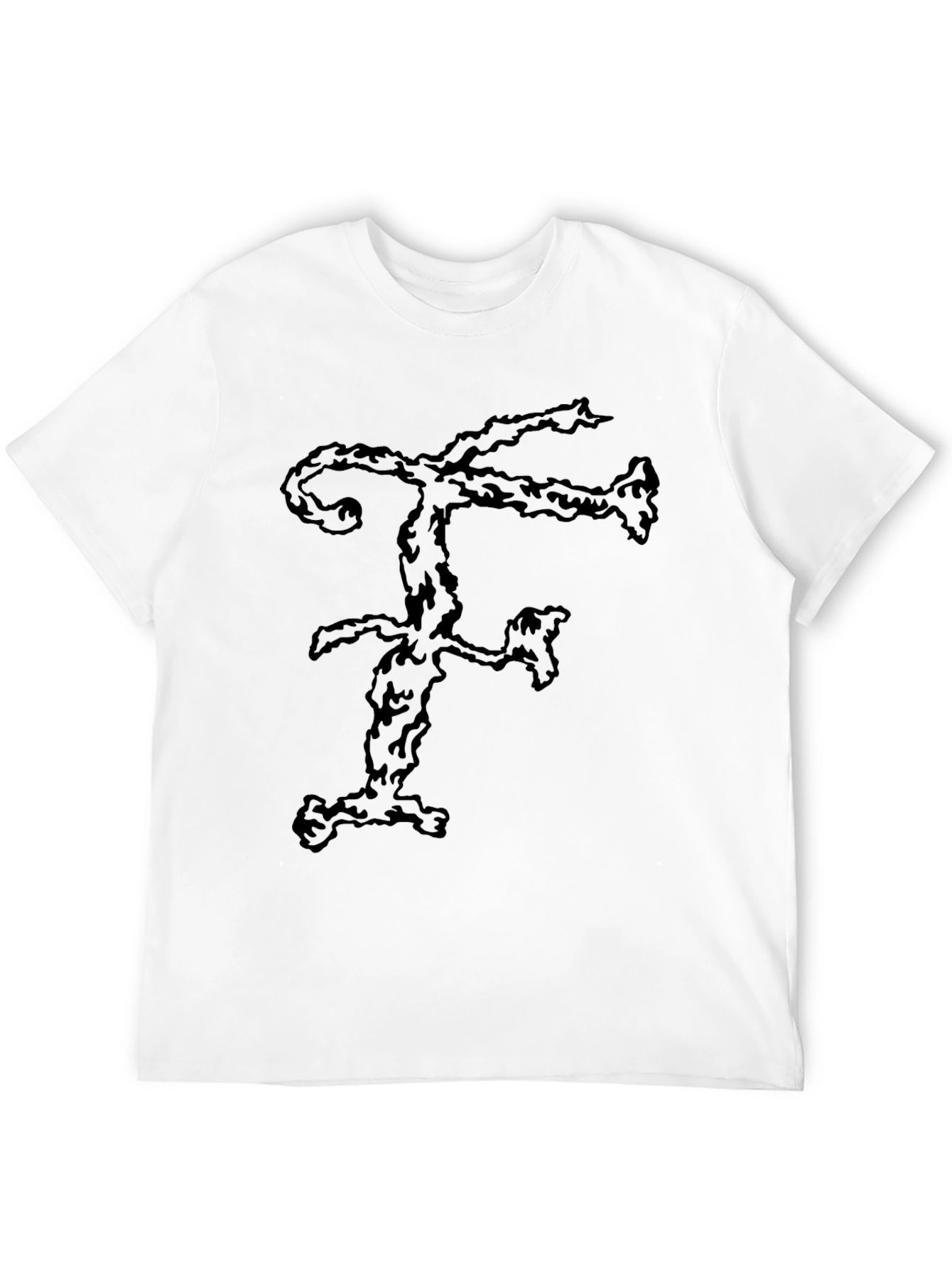 Abstract F Letter Graphic Black T-Shirt