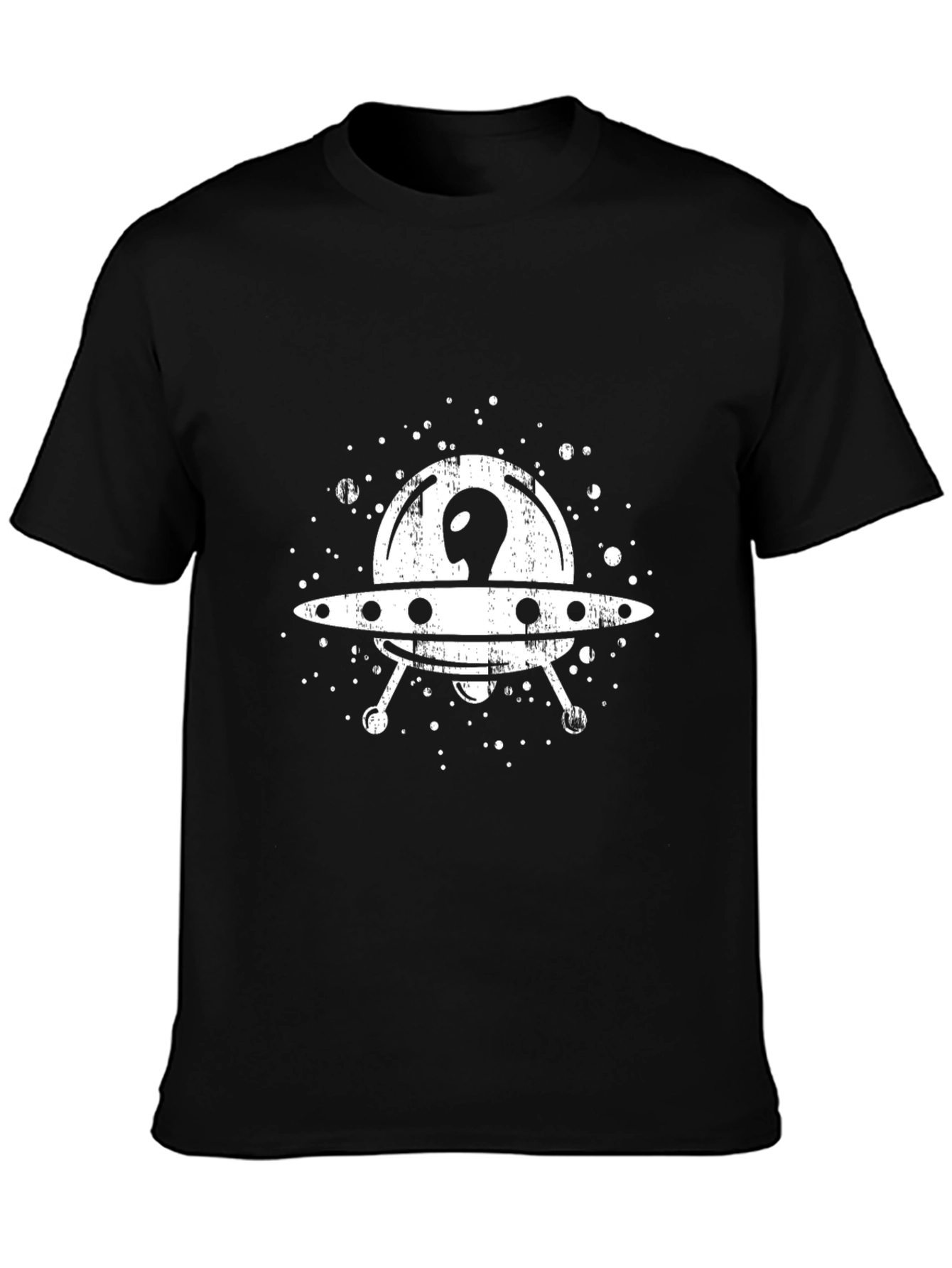 Alien Spaceship Graphic Tee - Black UFO T-Shirt
