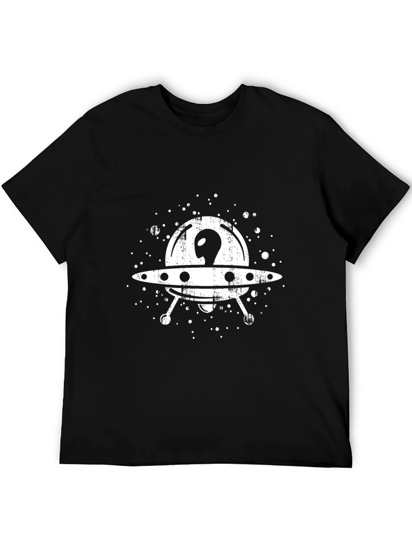 Alien Spaceship Graphic Tee - Black UFO T-Shirt