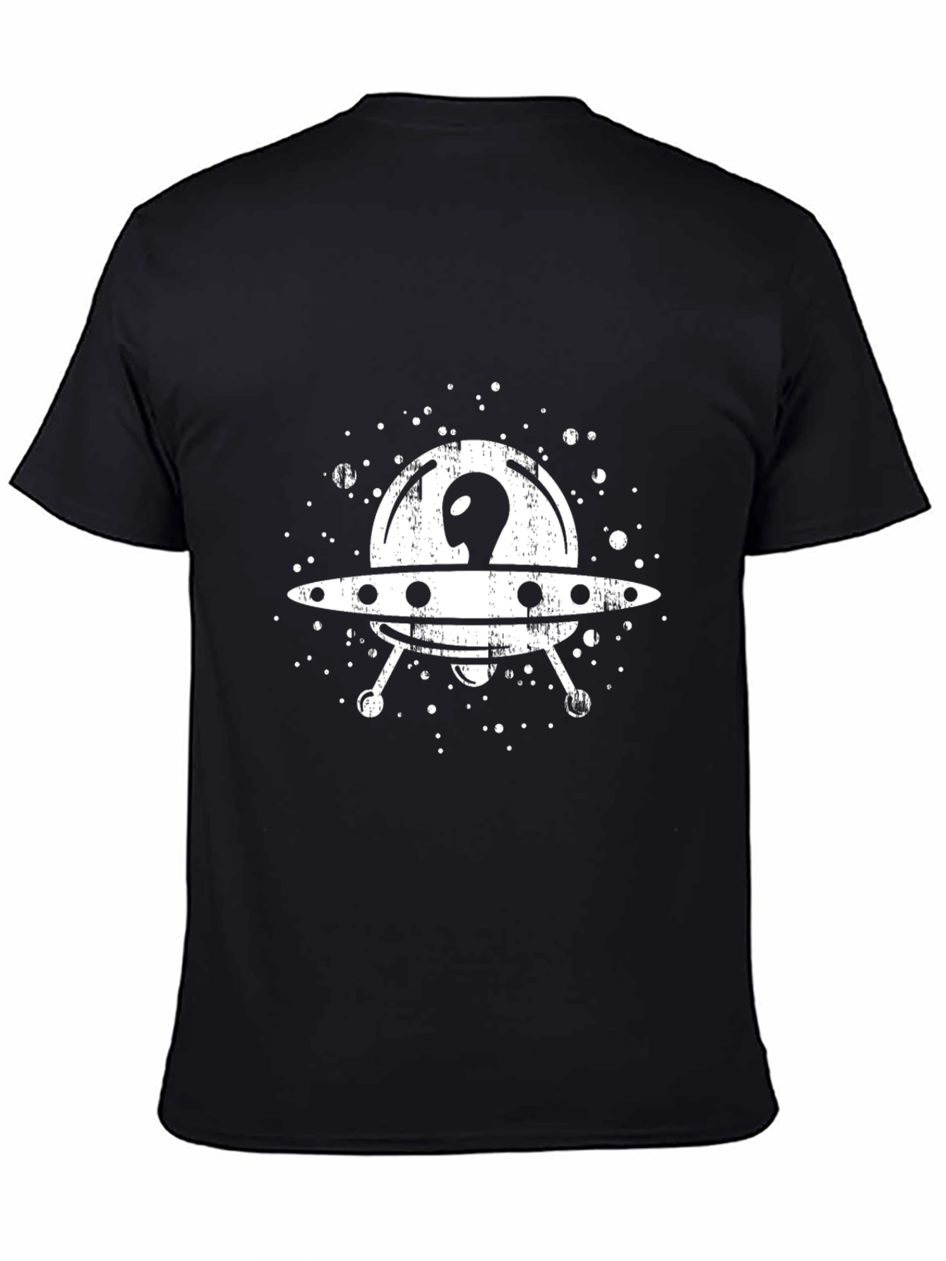 Alien Spaceship Graphic Tee - Black UFO T-Shirt