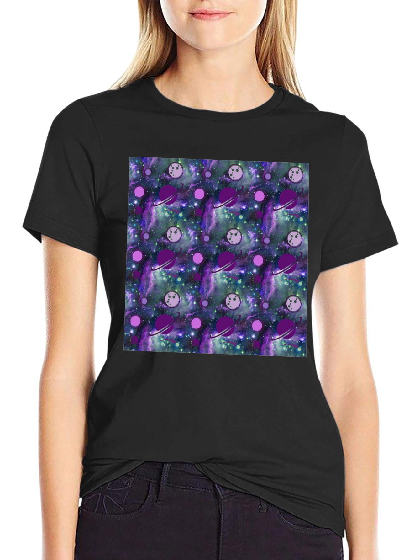 Galaxy Planets Pattern T-Shirt