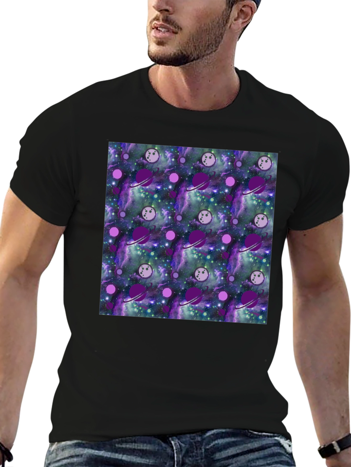 Galaxy Planets Pattern T-Shirt