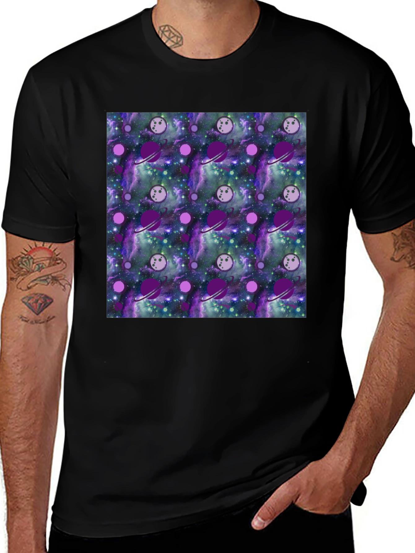 Galaxy Planets Pattern T-Shirt