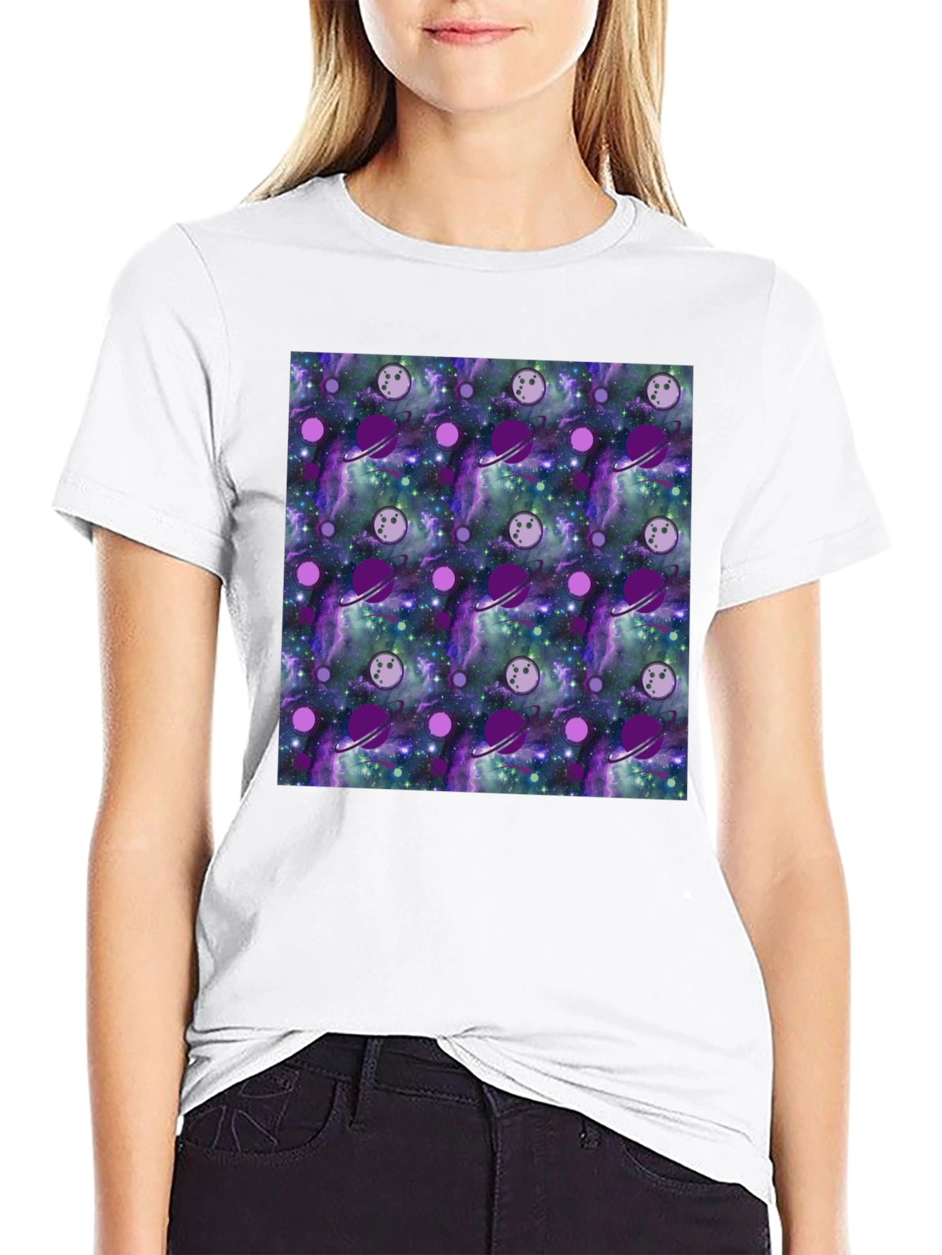 Galaxy Planets Pattern T-Shirt