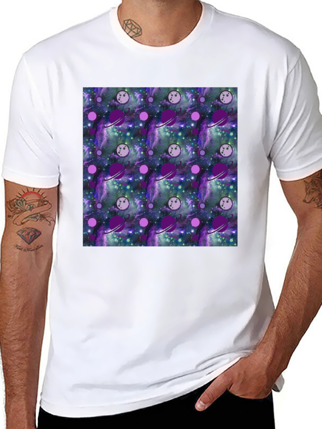 Galaxy Planets Pattern T-Shirt