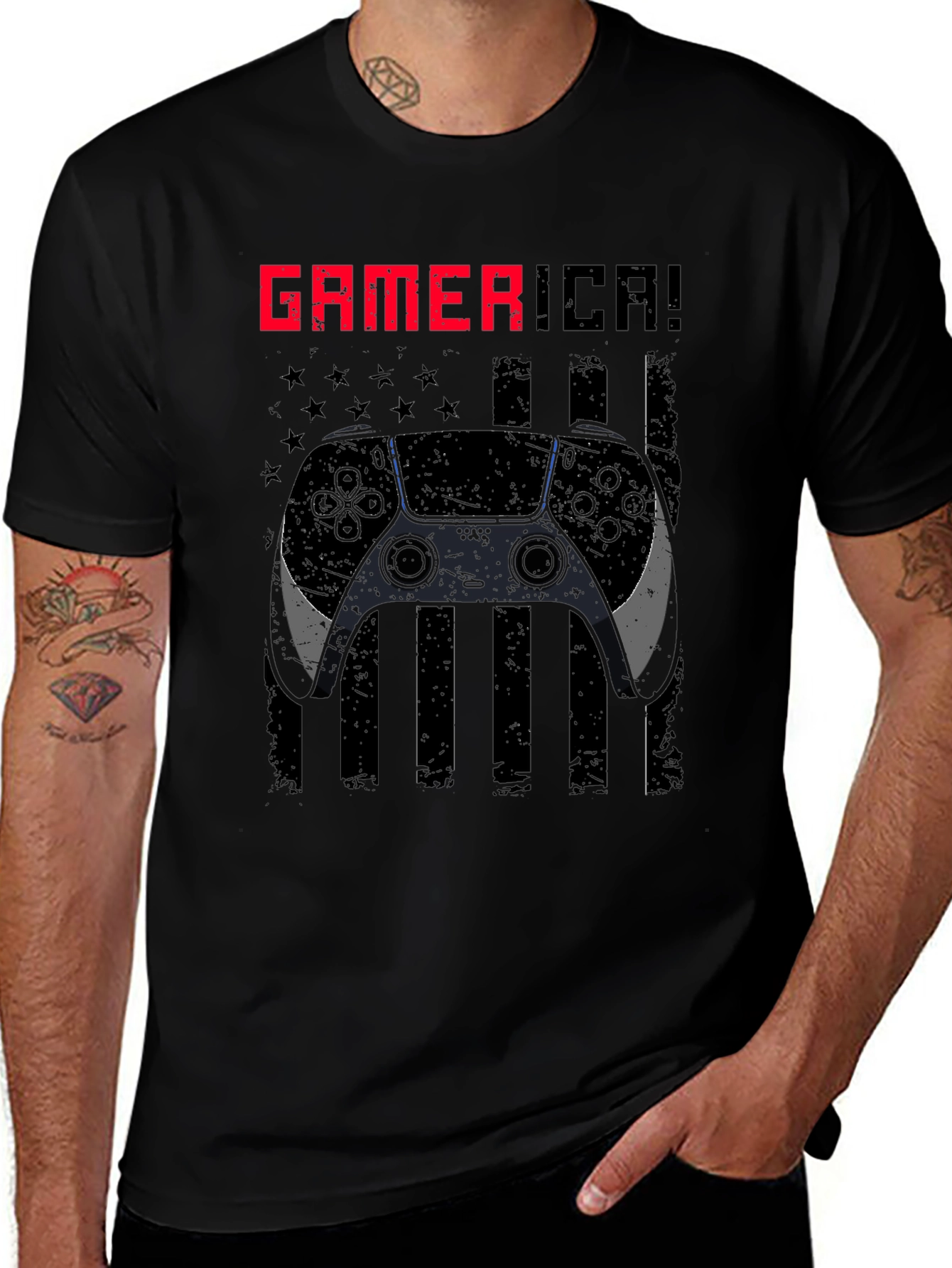 Gamerica Flag Controller Graphic Tee