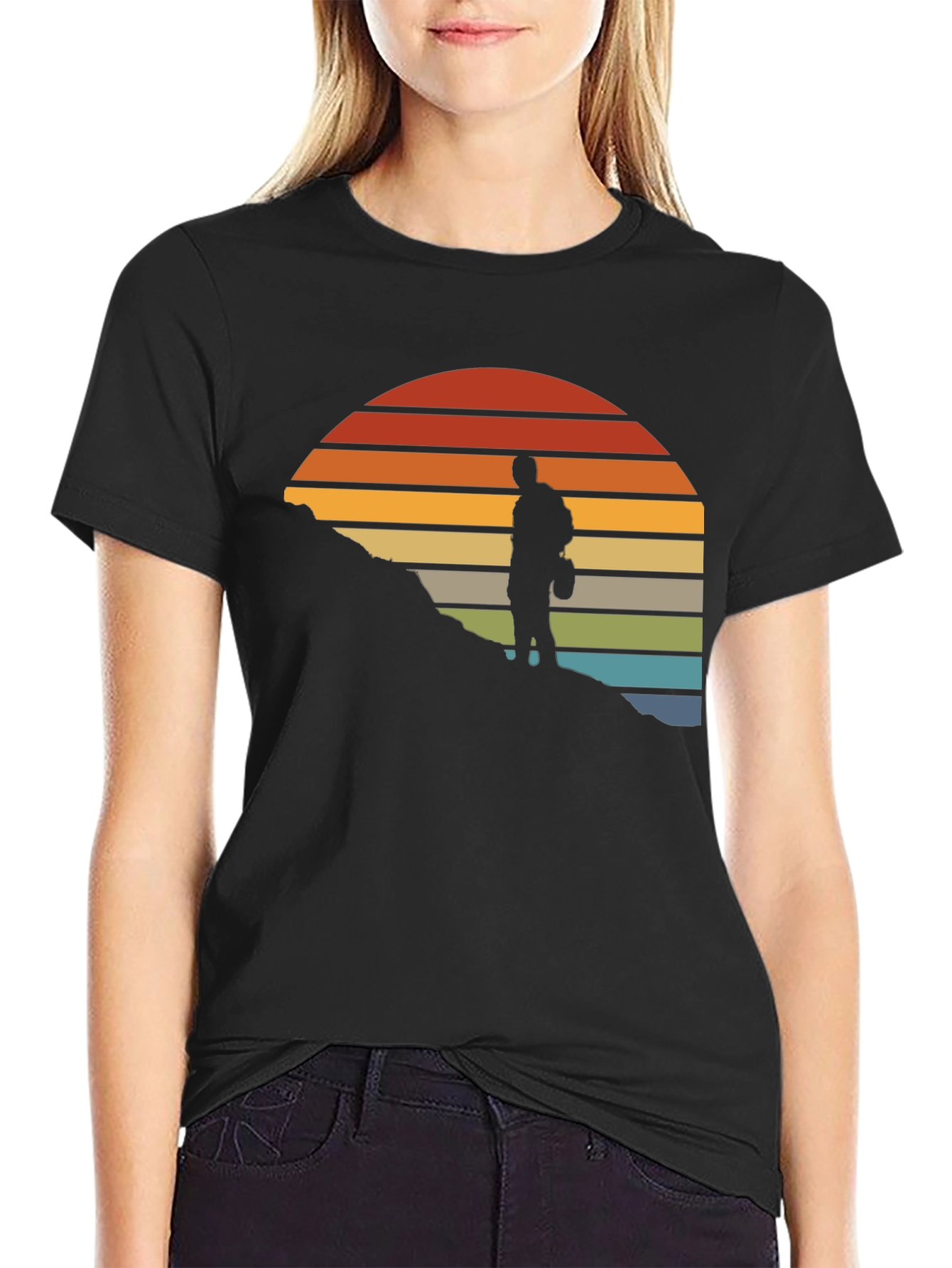 Hiker Silhouette Sunset Graphic Tee