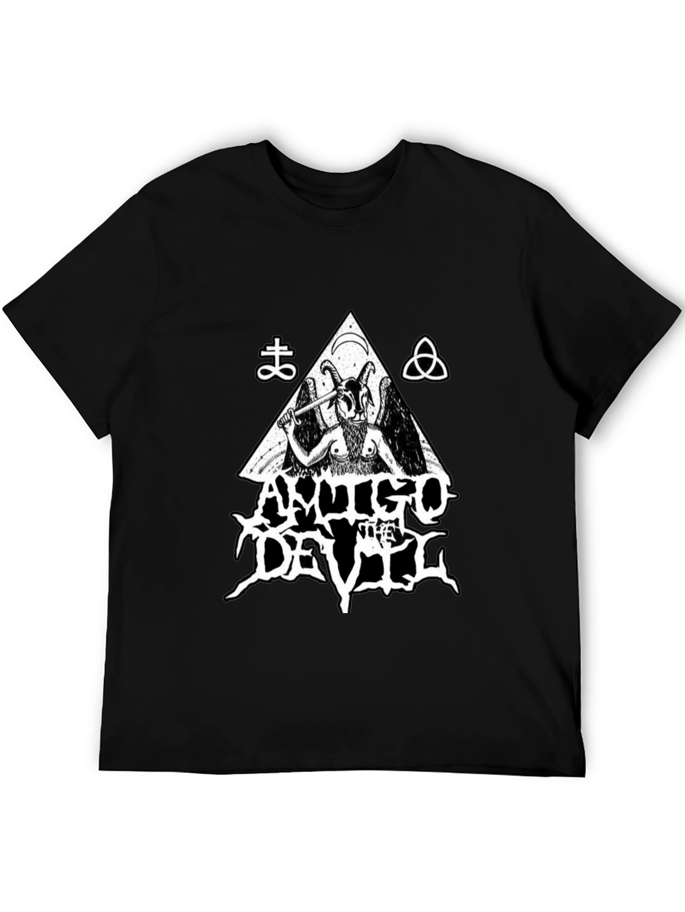 Antigo Devil Graphic Print Tee - Black Cotton