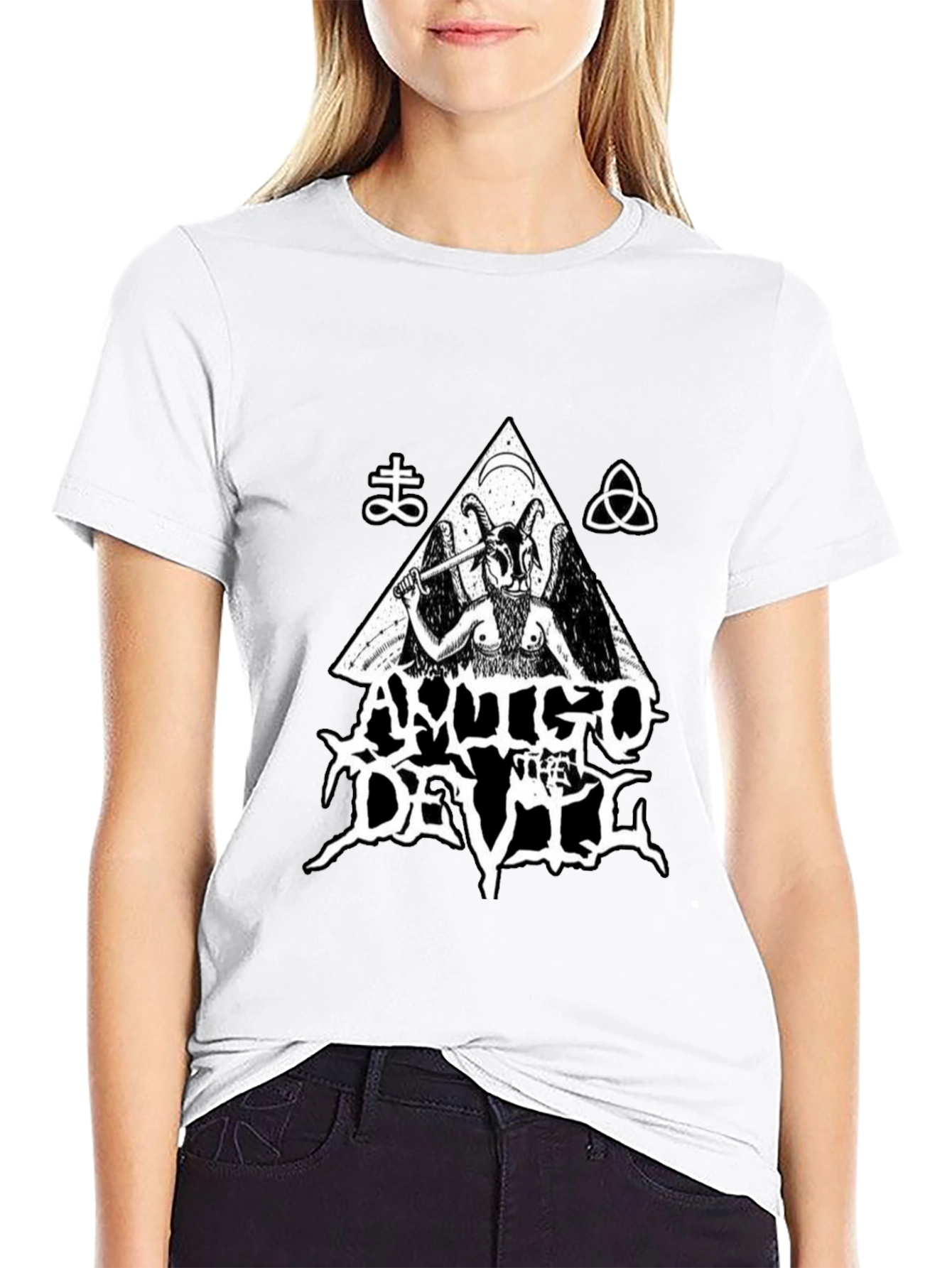 Antigo Devil Graphic Print Tee - Black Cotton