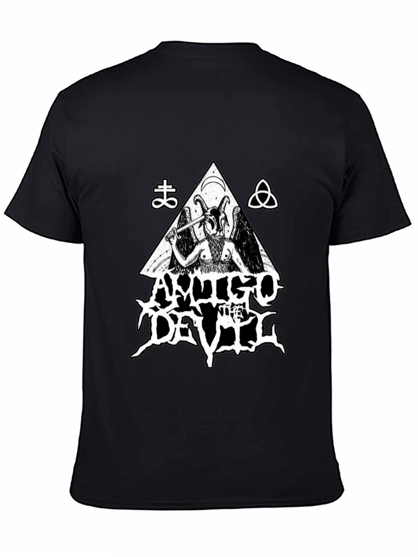 Antigo Devil Graphic Print Tee - Black Cotton
