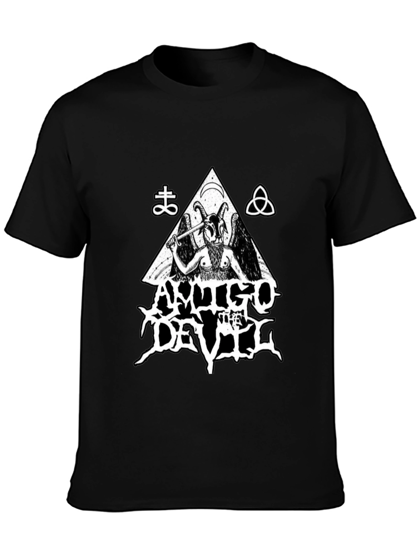 Antigo Devil Graphic Print Tee - Black Cotton
