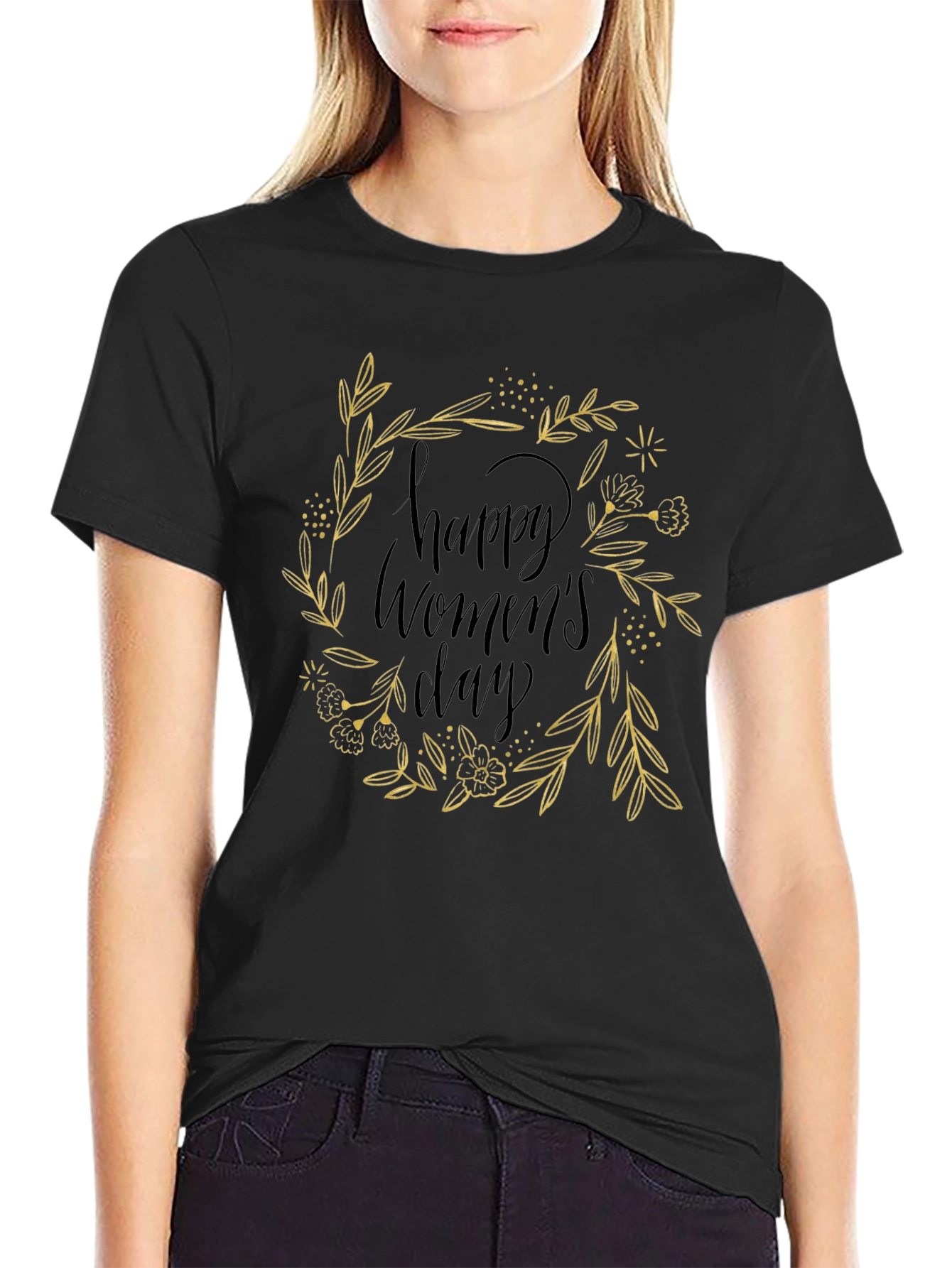 Happy Womens Day Black Graphic Tee