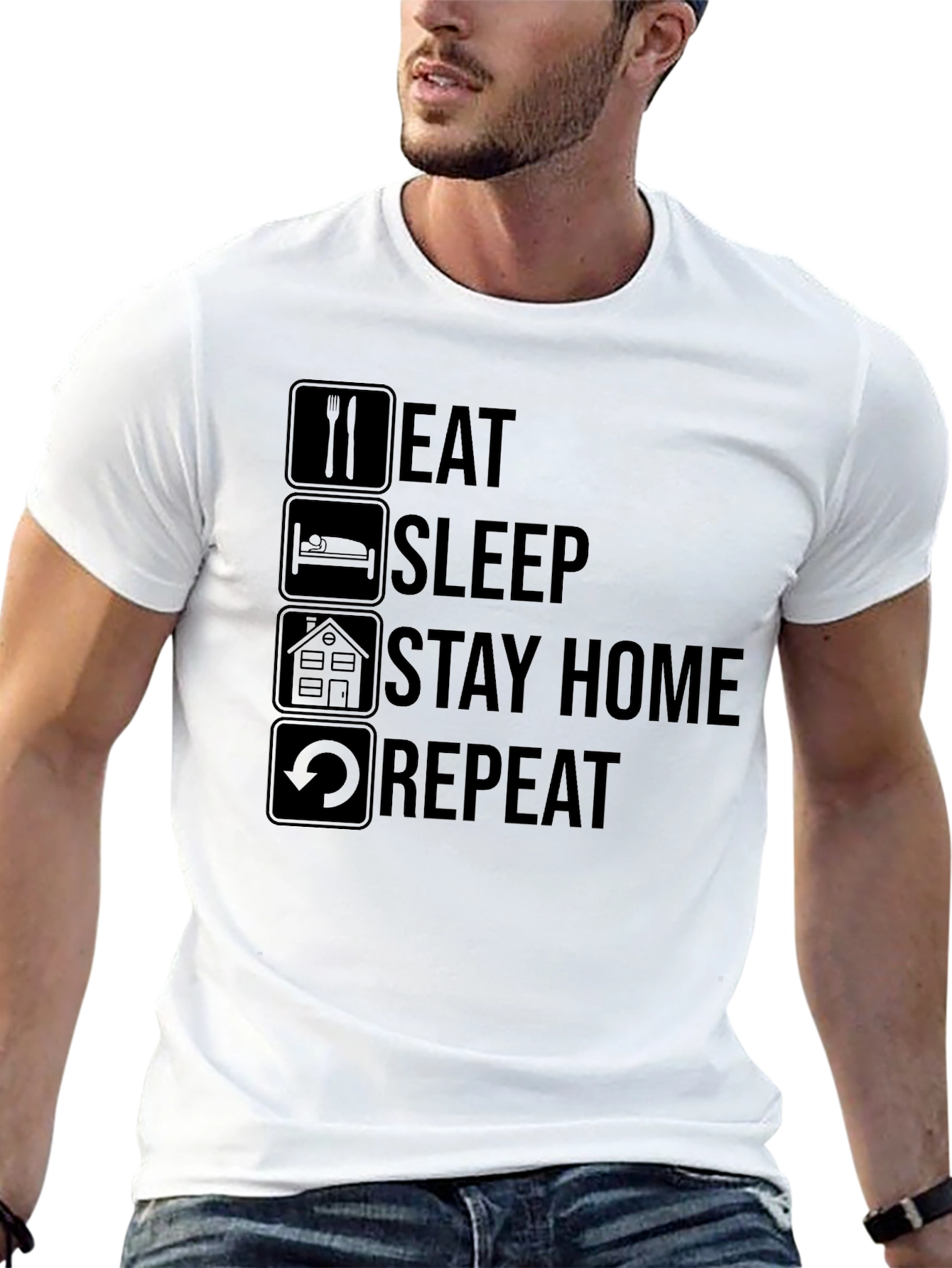 Eat Sleep Stay Home Repeat T-Shirt