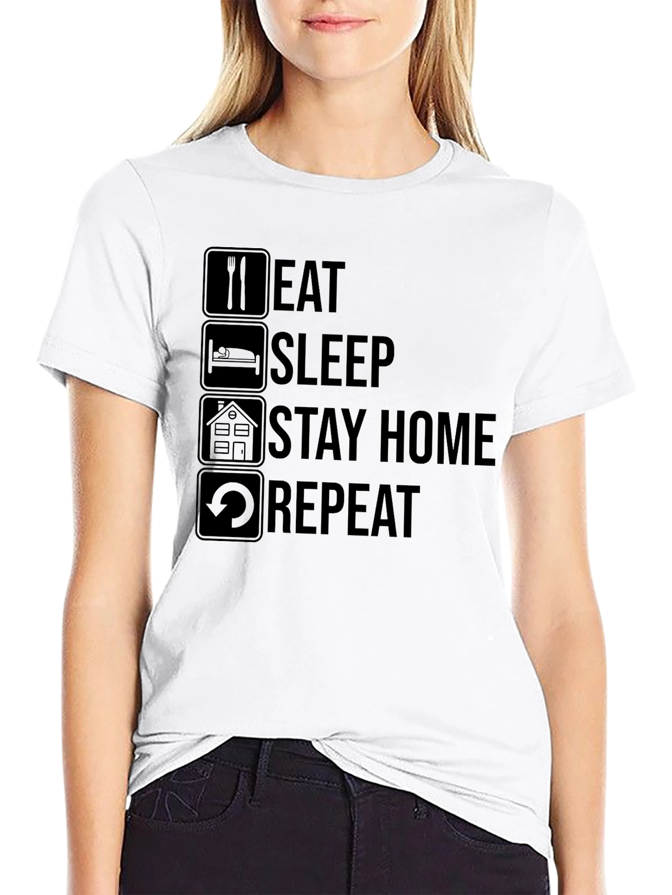 Eat Sleep Stay Home Repeat T-Shirt
