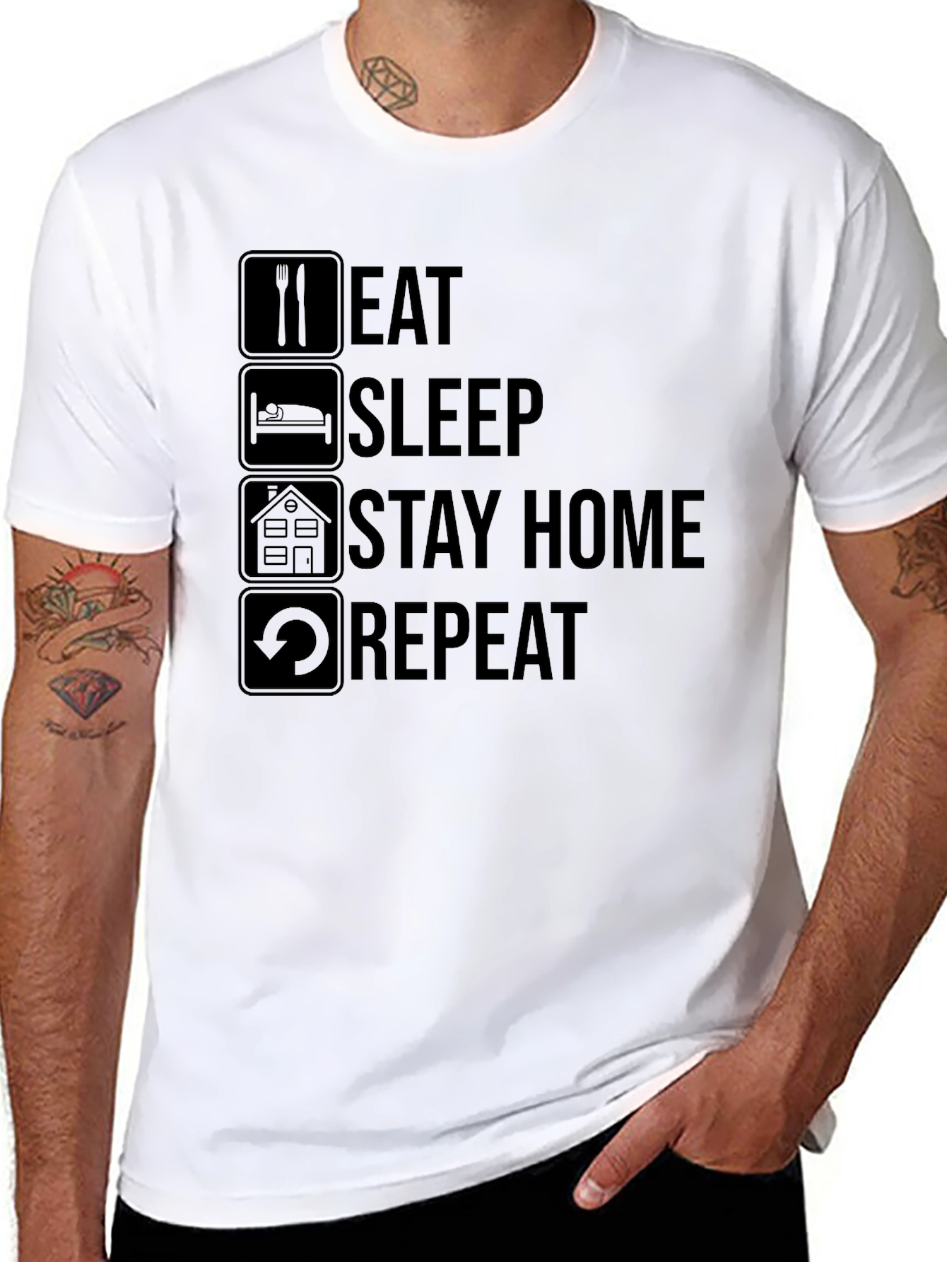 Eat Sleep Stay Home Repeat T-Shirt