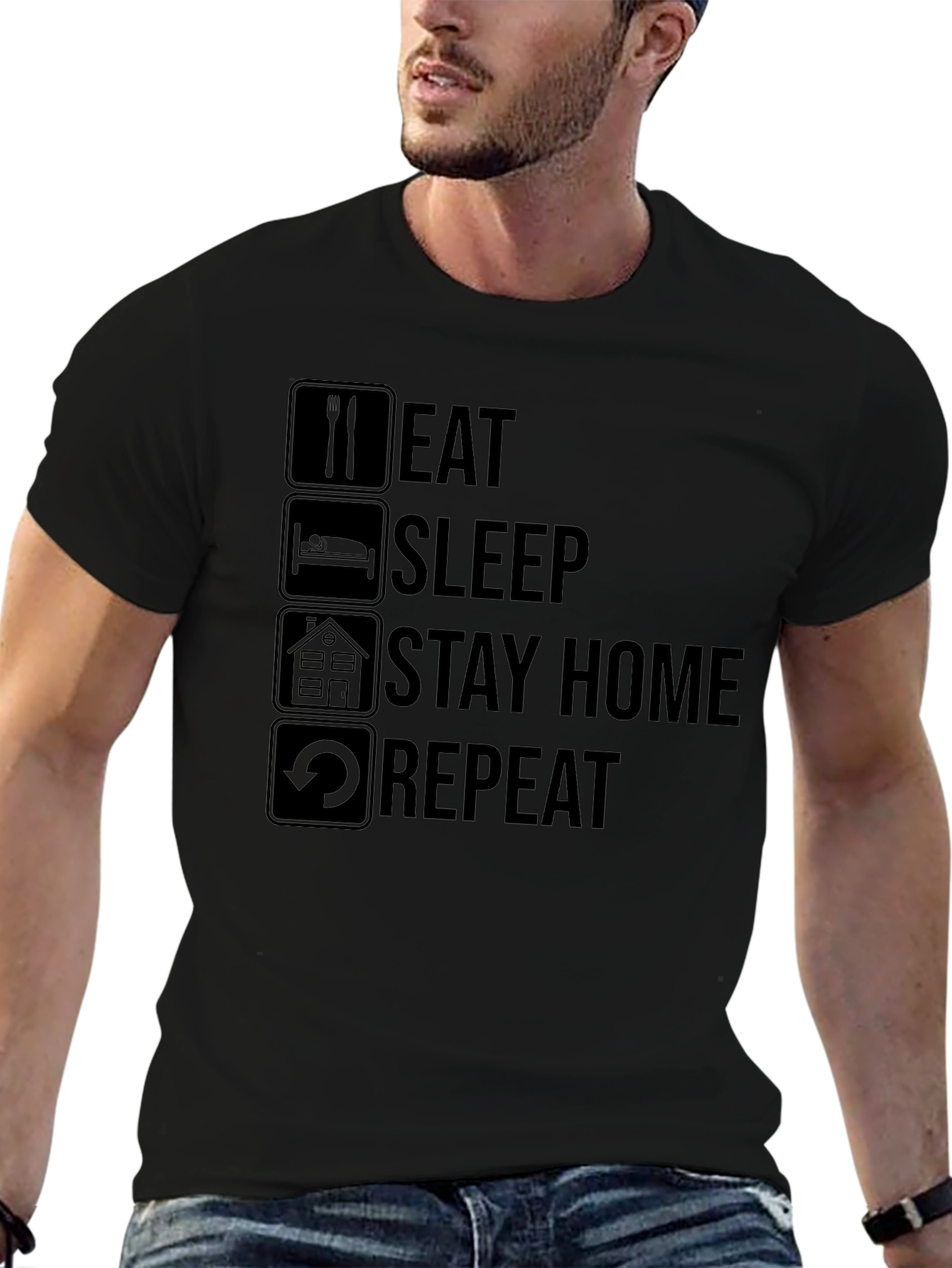 Eat Sleep Stay Home Repeat T-Shirt