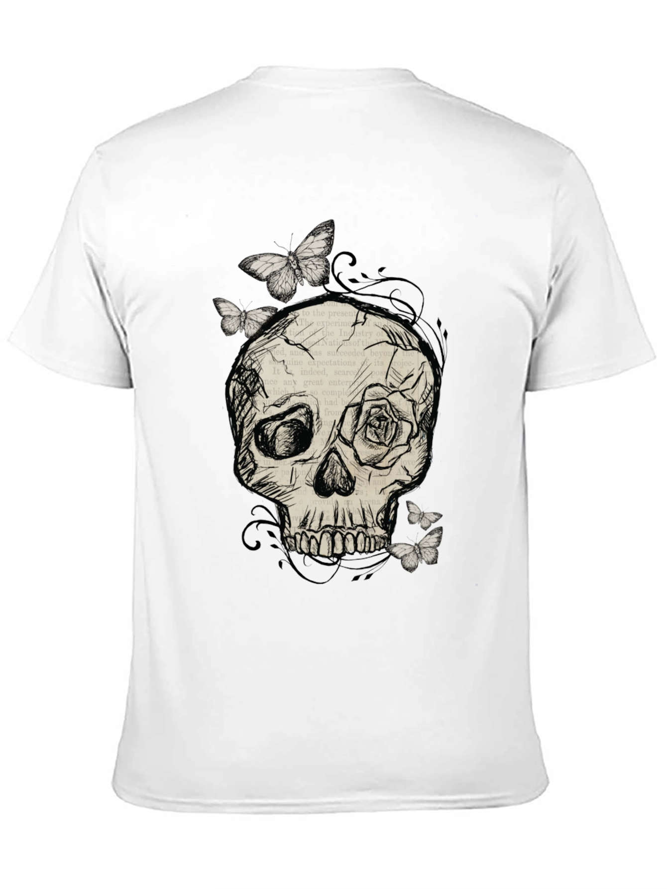 Skull & Butterfly Graphic Tee - Mens Black T-Shirt